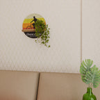 CHOOSE A BIKE Round Art Shelf In Oak Effect