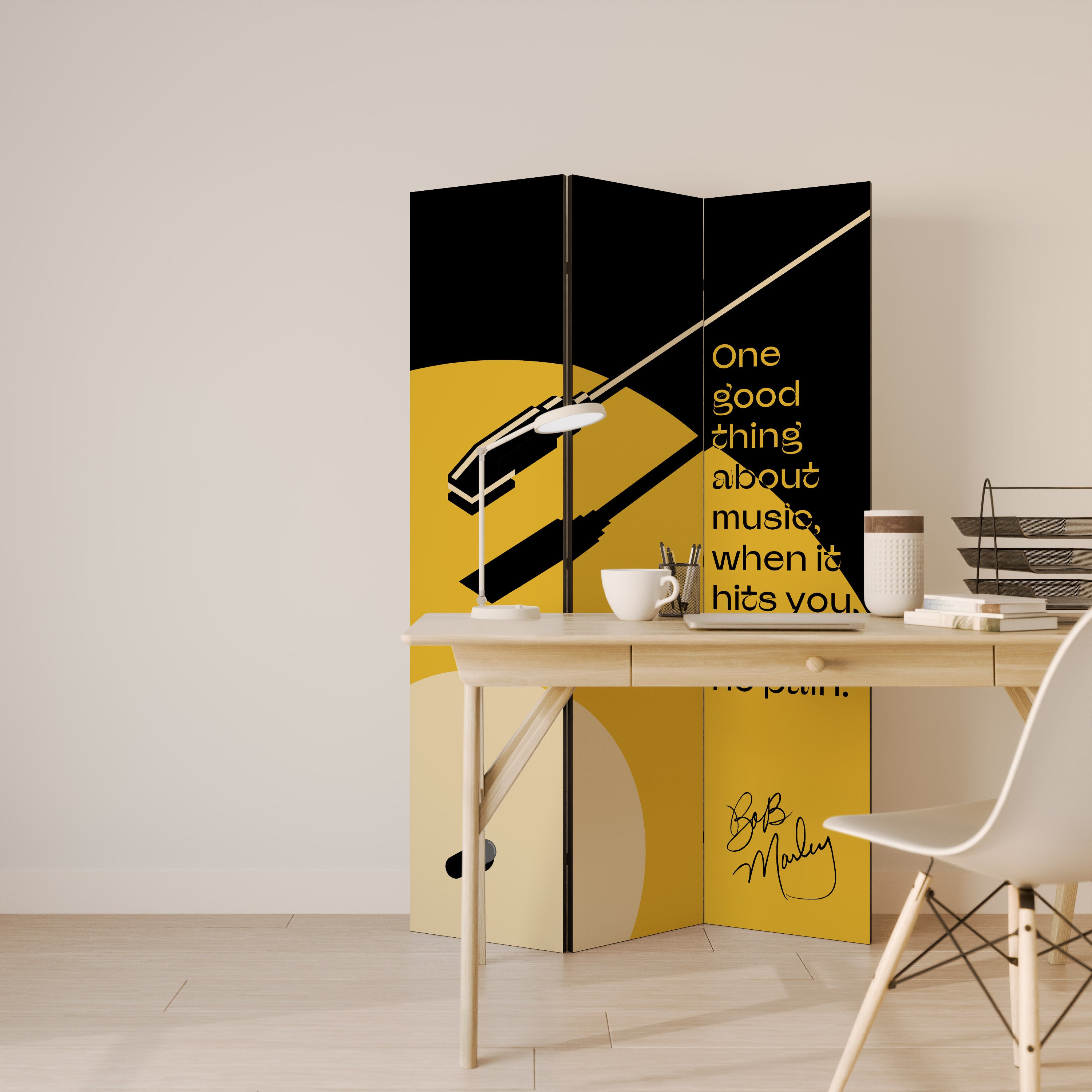 MUSIC - NO PAIN Decorative 3-Panel Room Divider