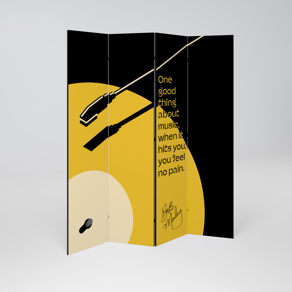 MUSIC - NO PAIN Biombo de 4 paneles