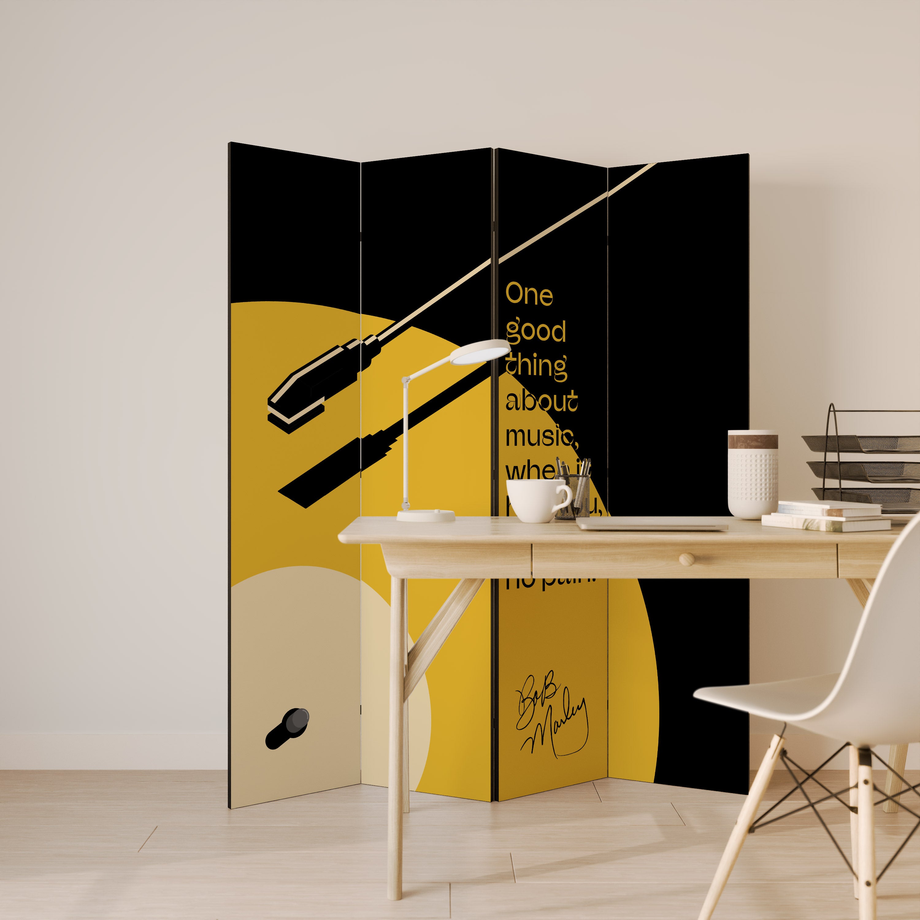 MUSIC - NO PAIN Decorative 4-Panel Room Divider
