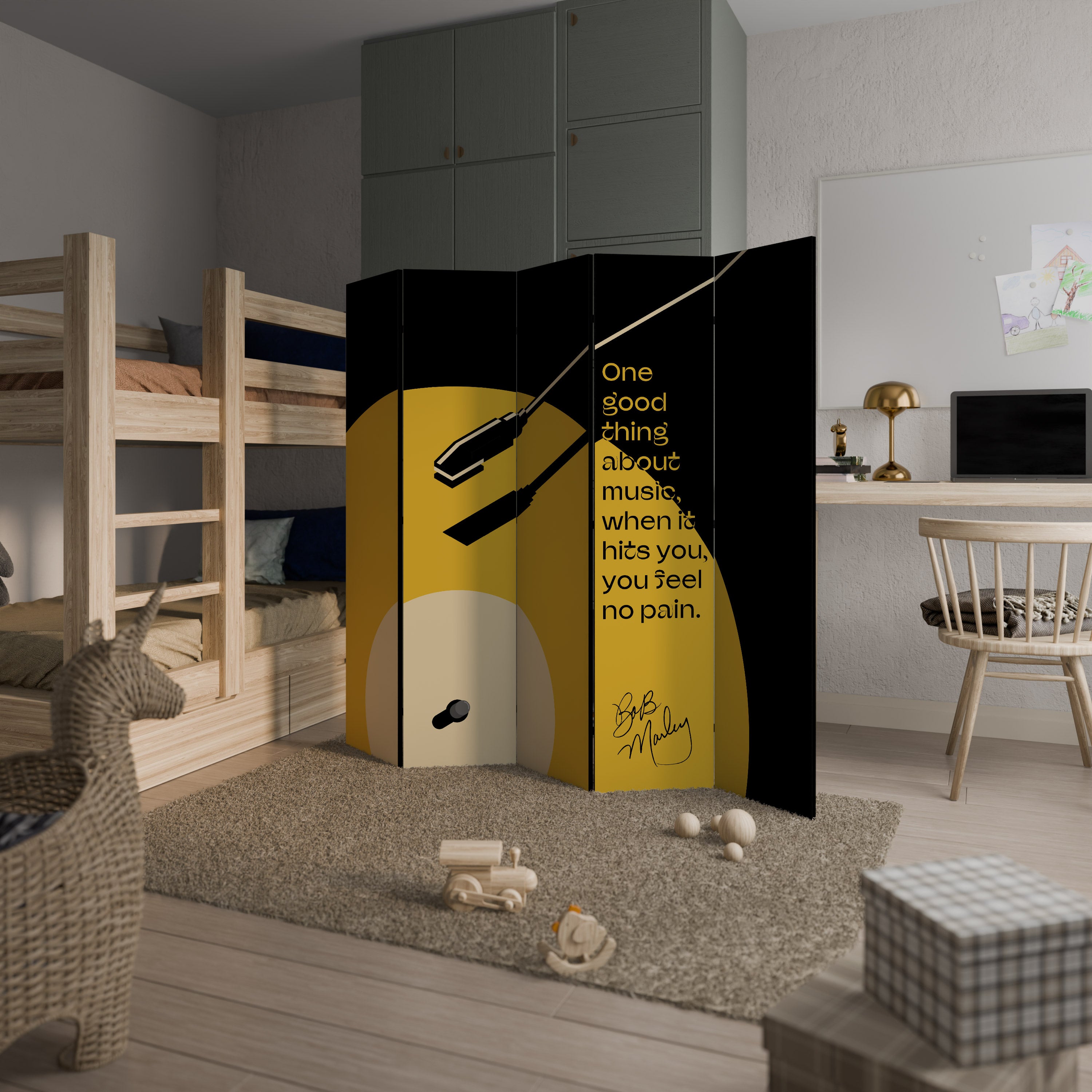 MUSIC - NO PAIN 5-Panel Room Divider