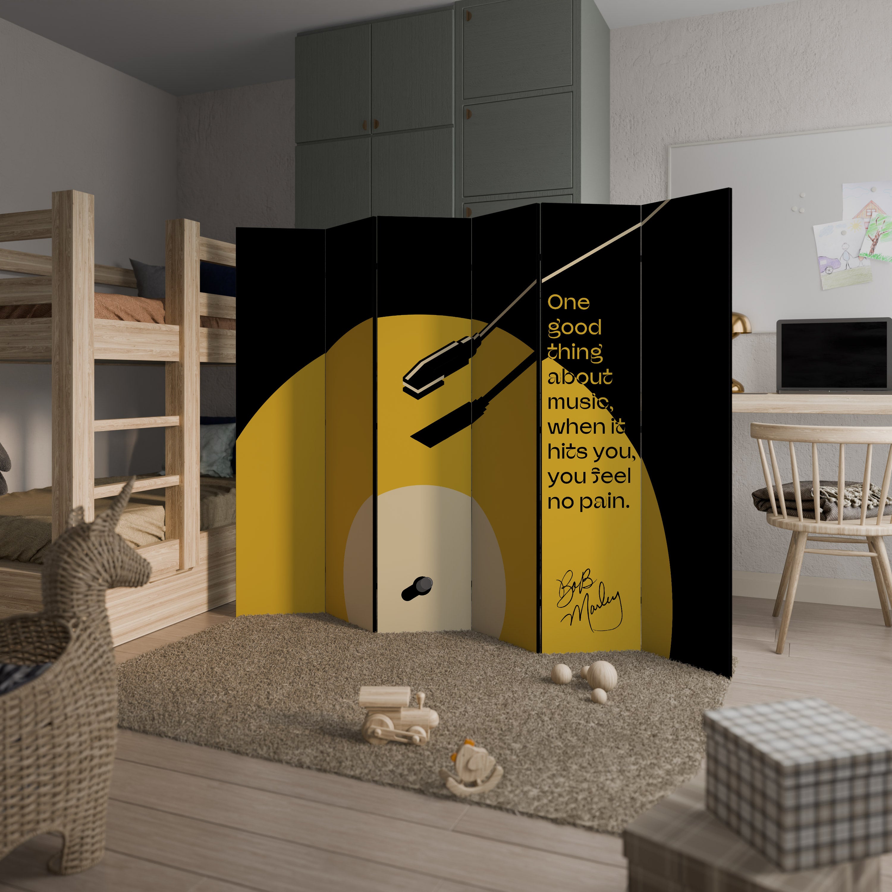 MUSIC - NO PAIN 6-Panel Room Divider