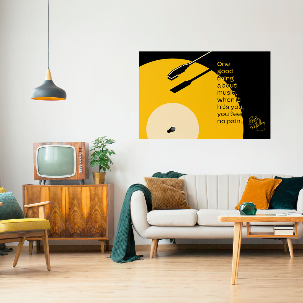 MÚSICA - SIN DOLOR Póster horizontal autoadhesivo