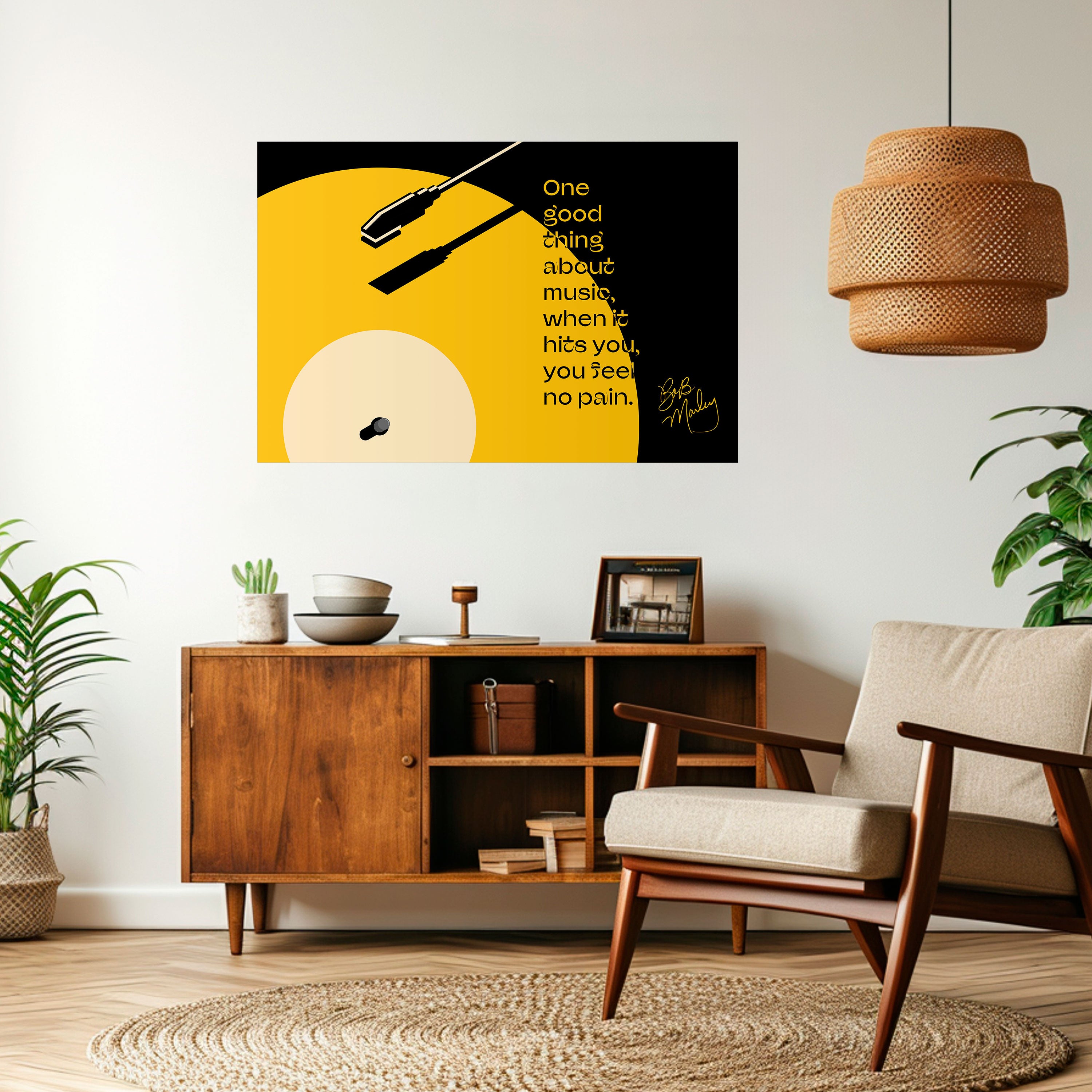 MÚSICA - SIN DOLOR Póster horizontal autoadhesivo