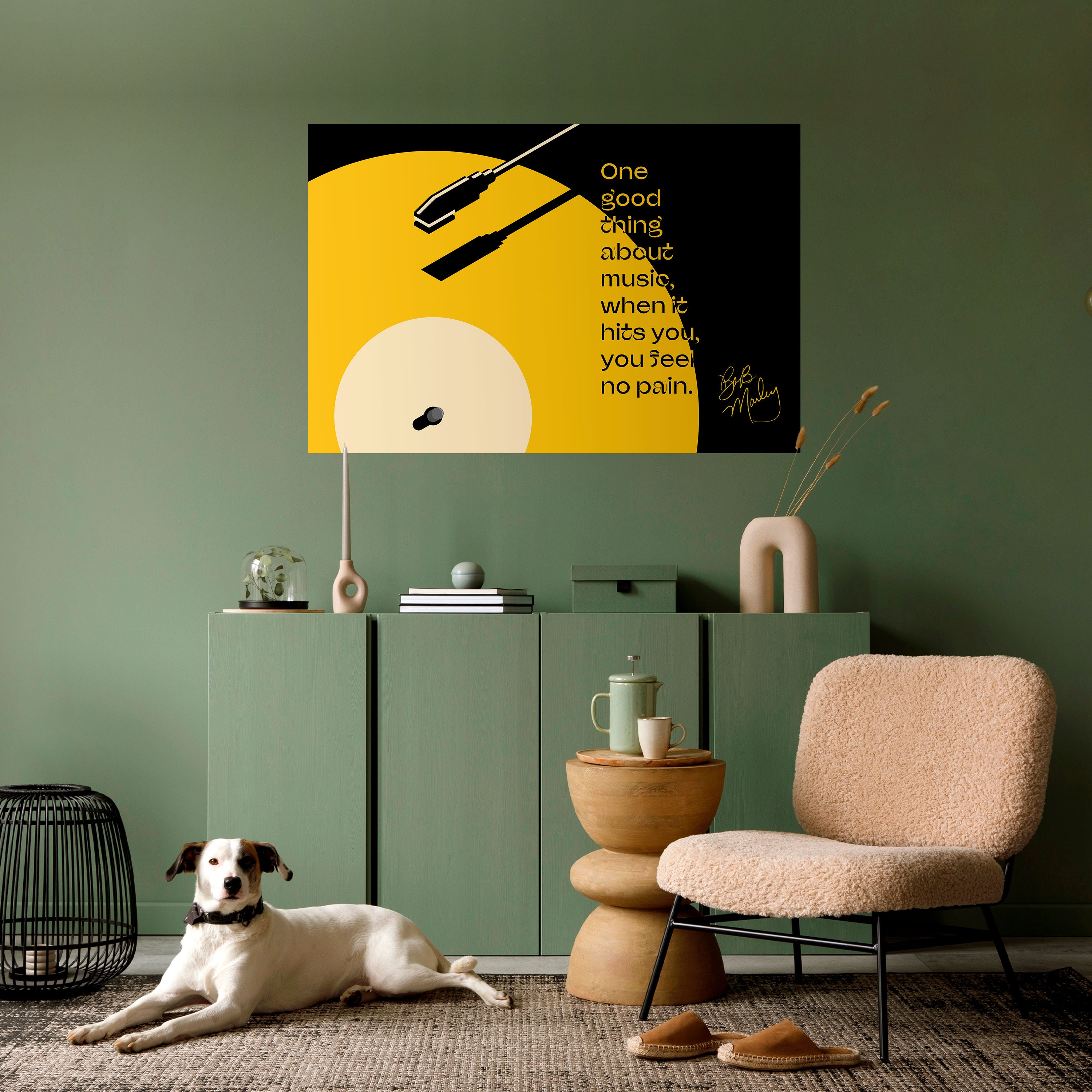 MÚSICA - SIN DOLOR Póster horizontal autoadhesivo