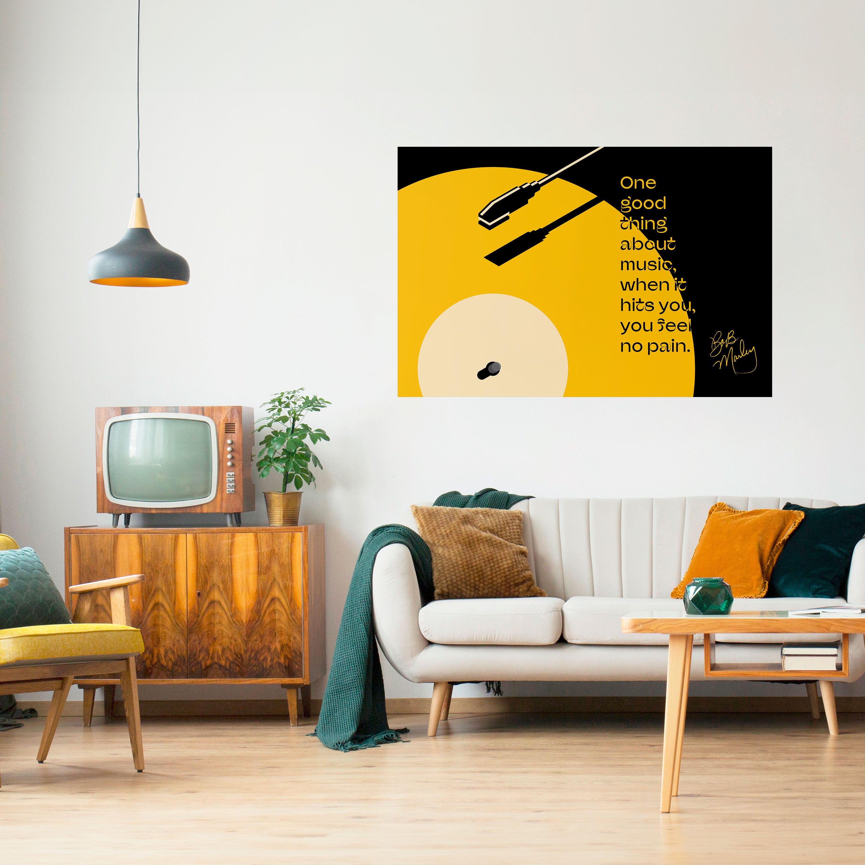 MÚSICA - SIN DOLOR Póster horizontal autoadhesivo