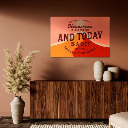 TODAY IS A GIFT Cuadro en lienzo horizontal