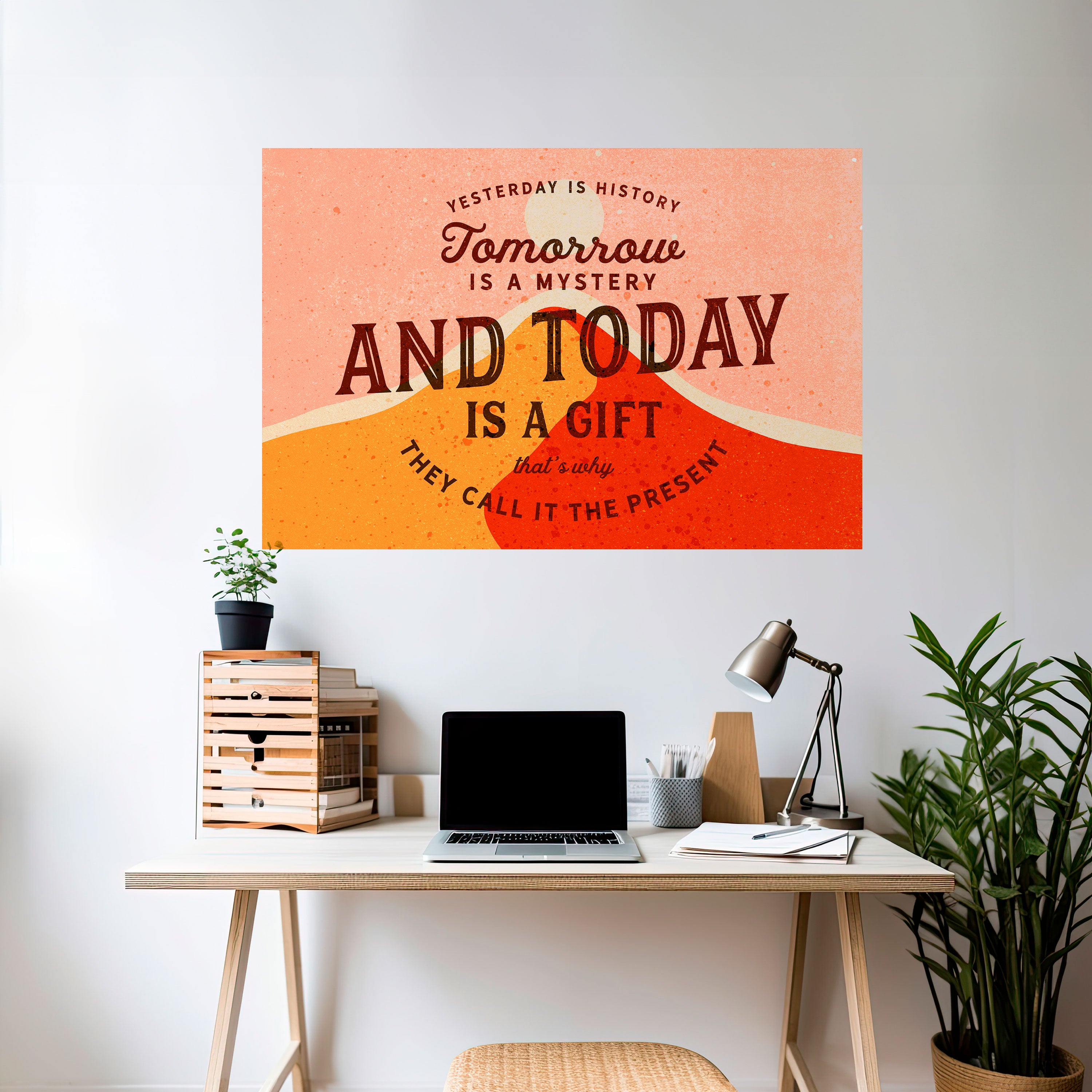 HOY ES UN REGALO Póster horizontal autoadhesivo
