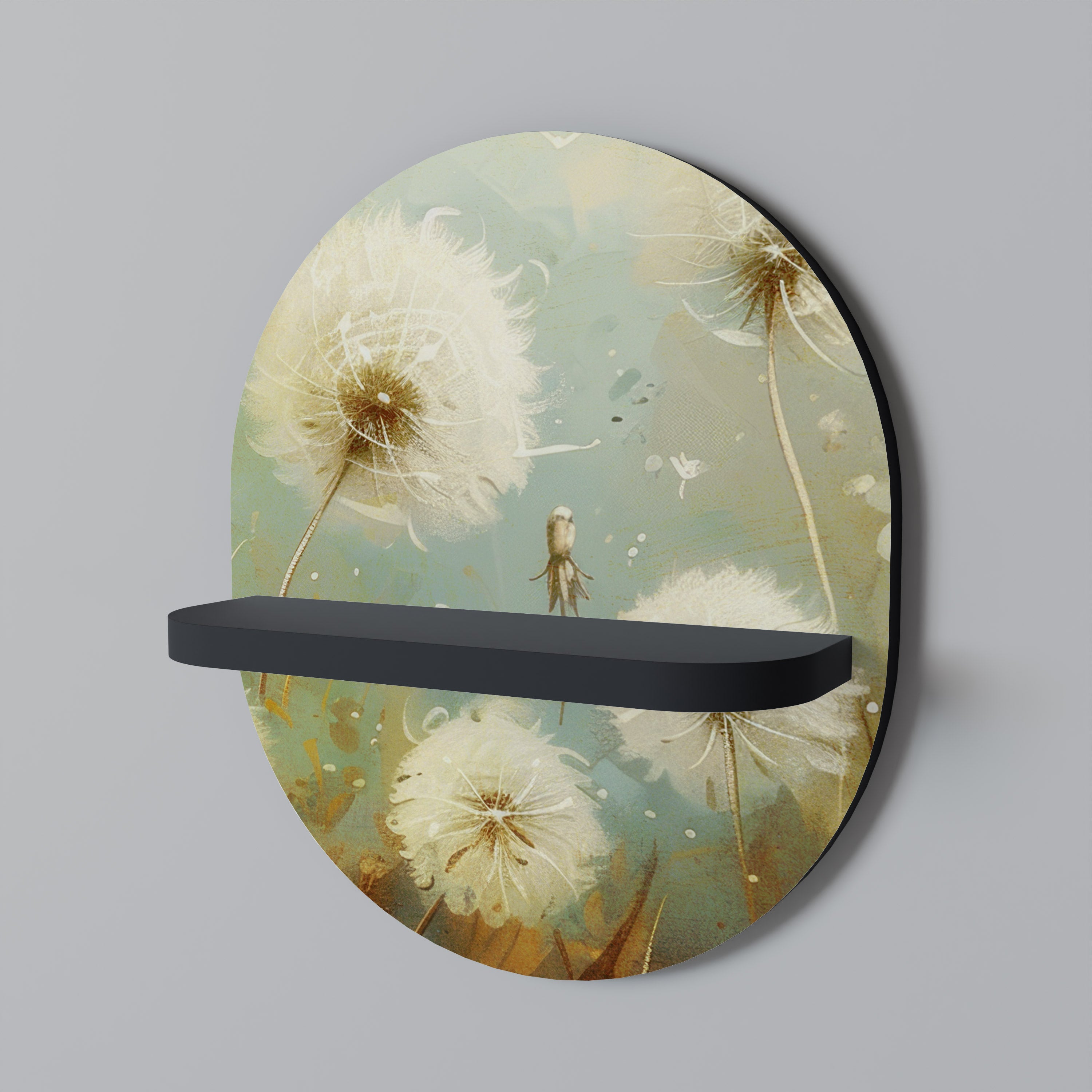 Estantería de arte ovalada DREAMY MEADOW con acabado negro