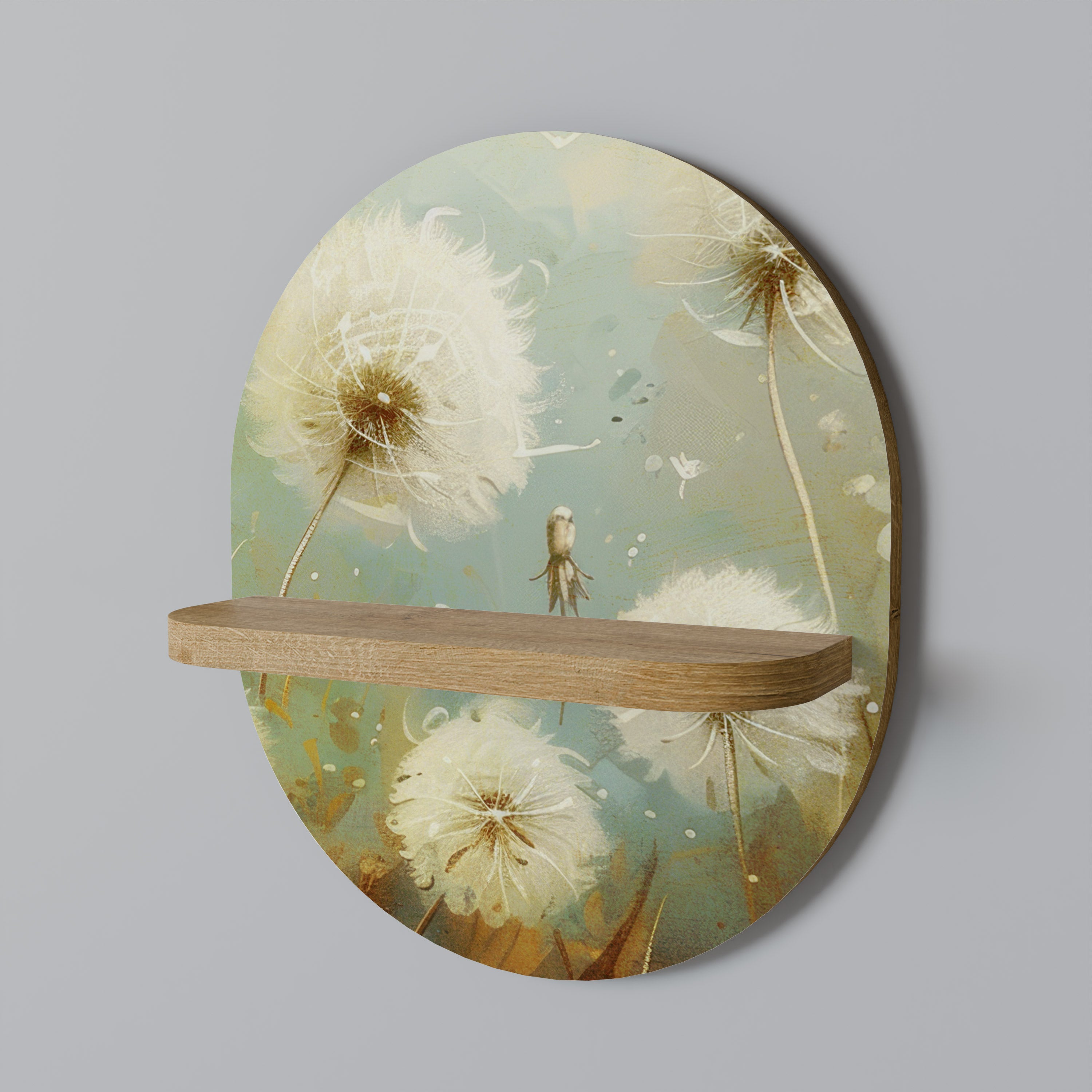 Estantería de arte ovalada DREAMY MEADOW con efecto roble