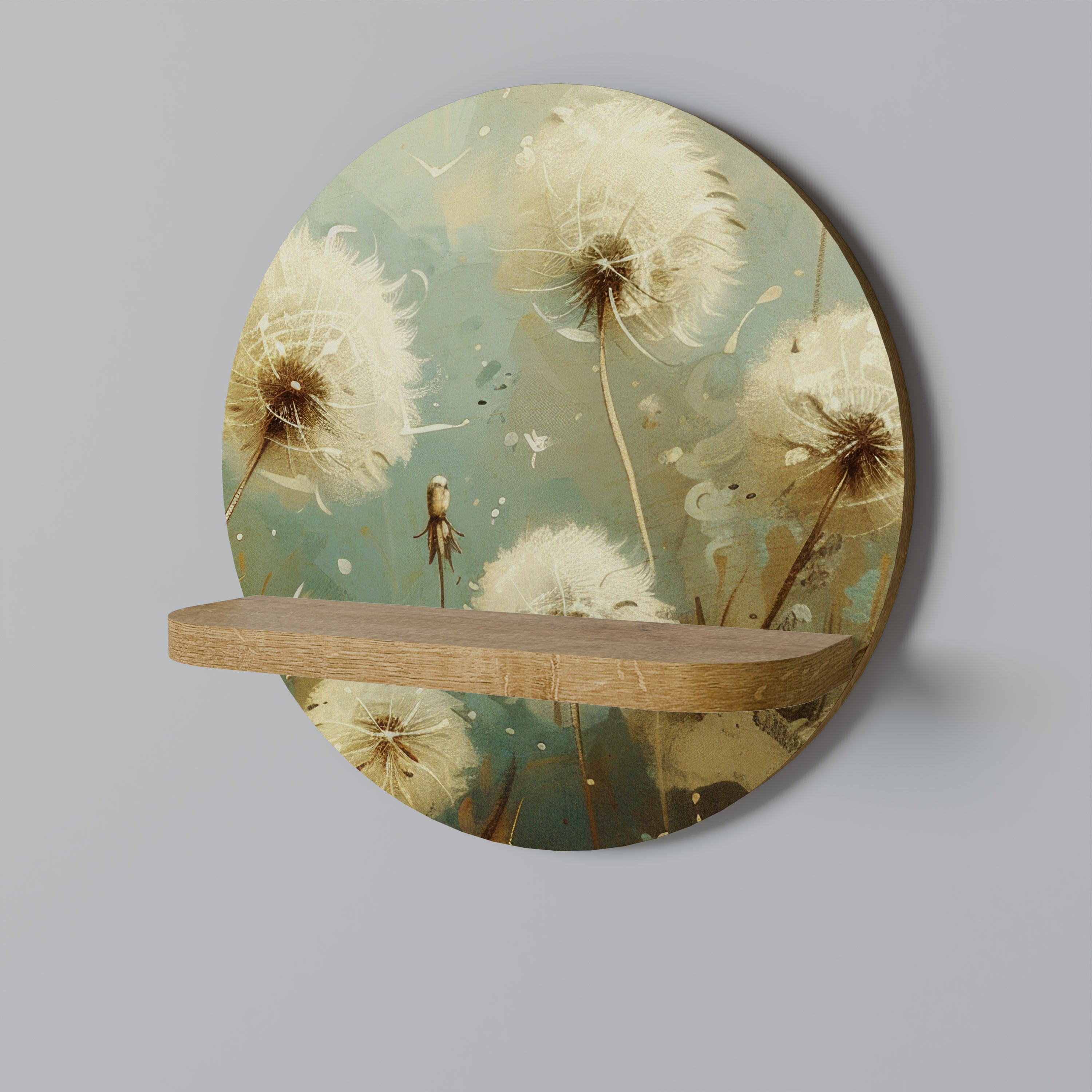 Estantería de arte redonda DREAMY MEADOW con efecto roble