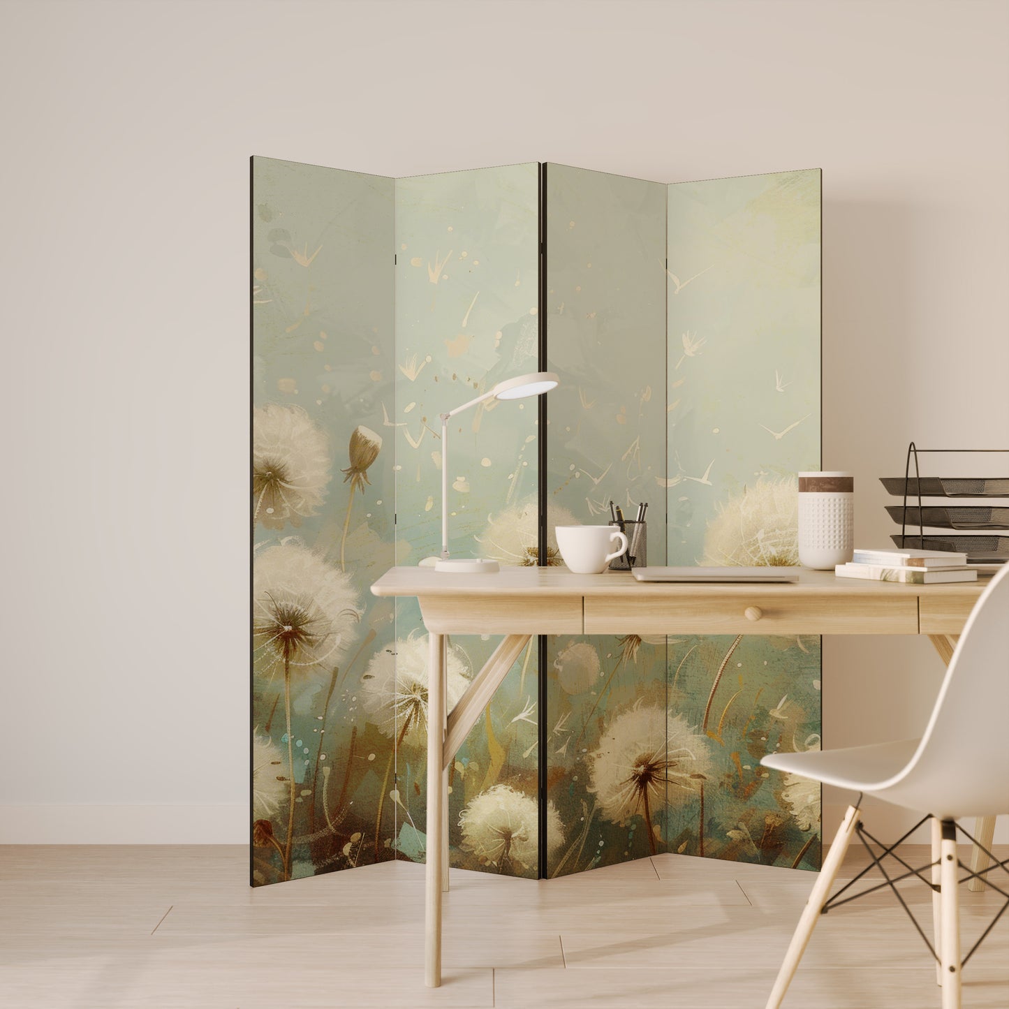DREAMY MEADOW Biombo de 4 paneles