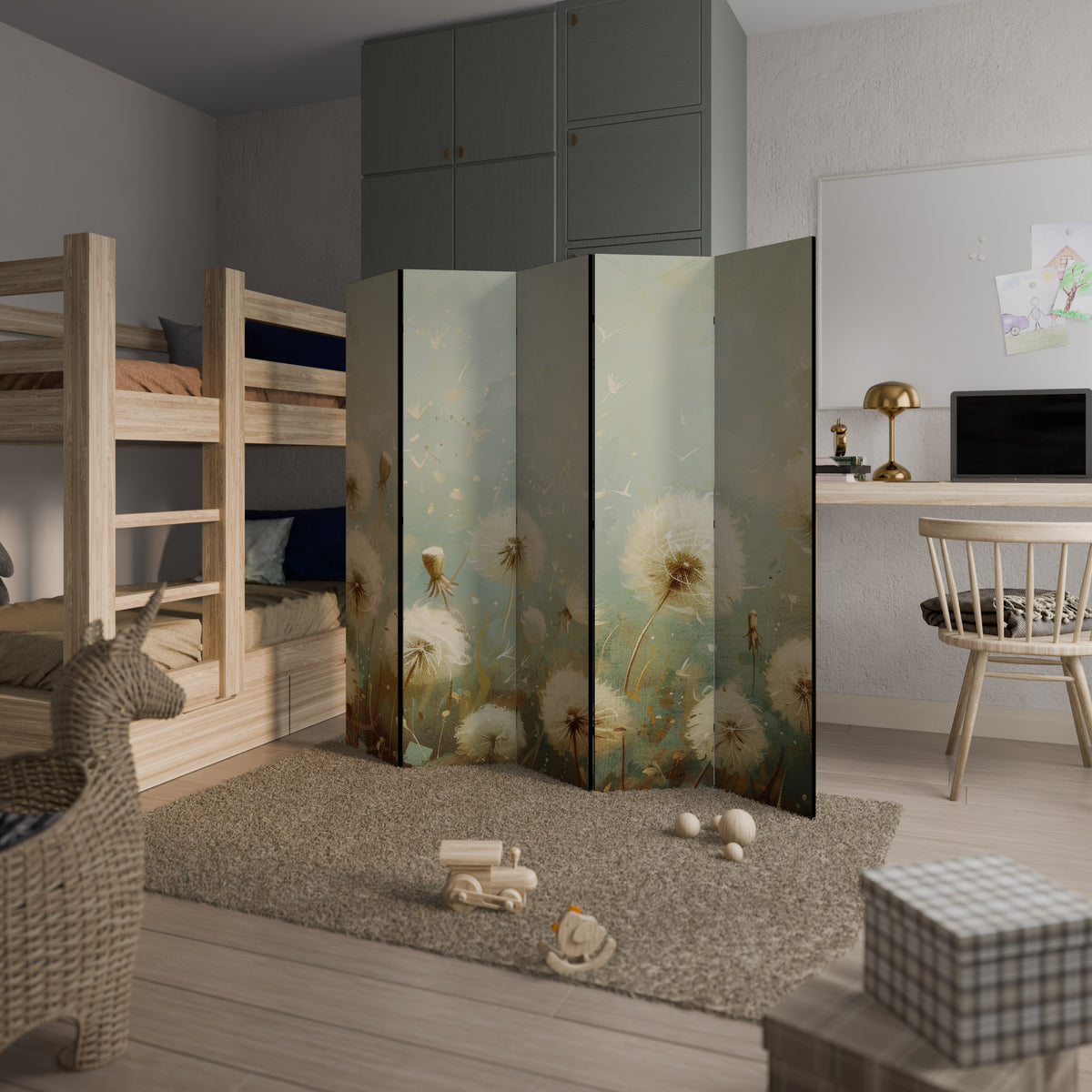 DREAMY MEADOW Biombo de 5 paneles