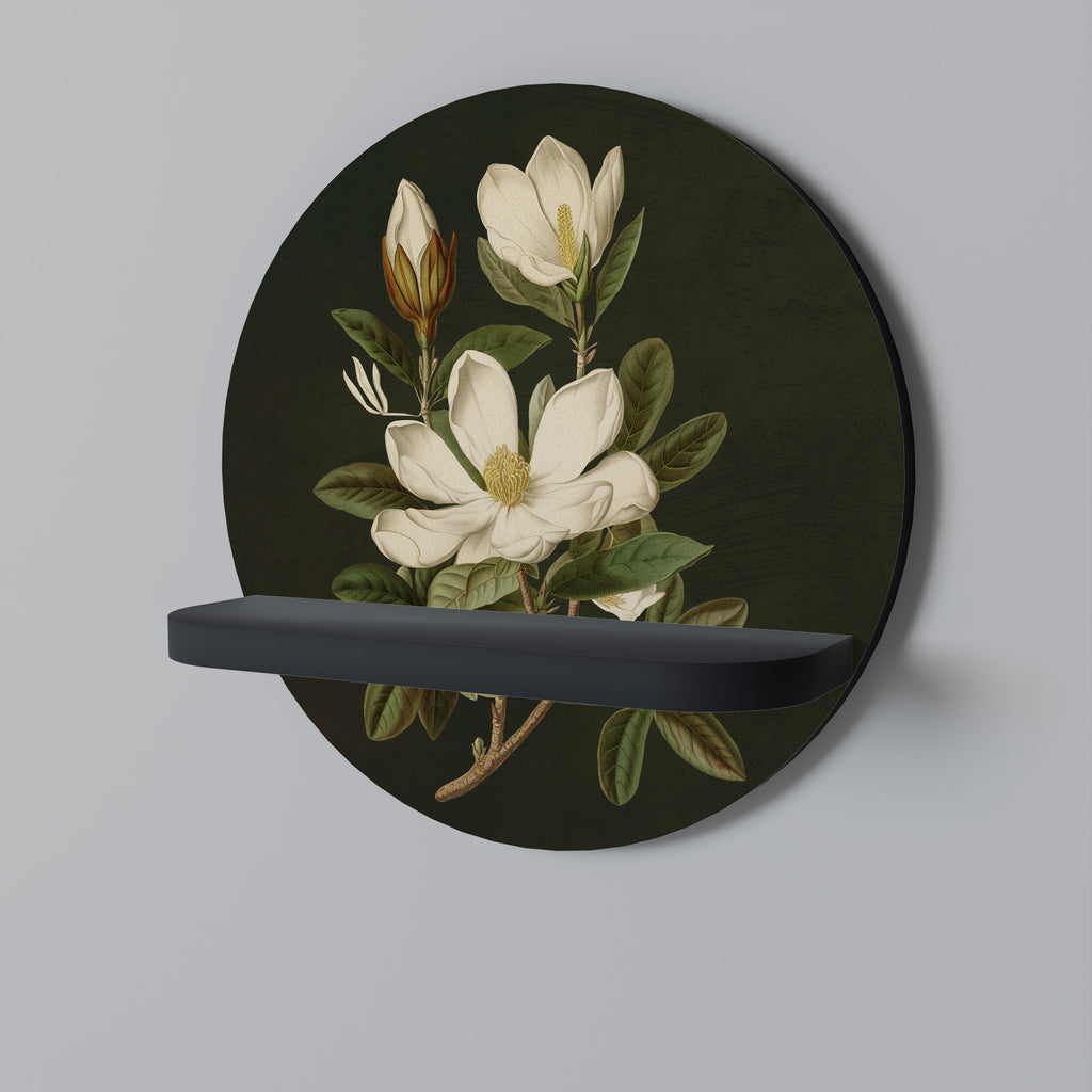 Estantería de arte redonda FLORAL NOIR con acabado negro