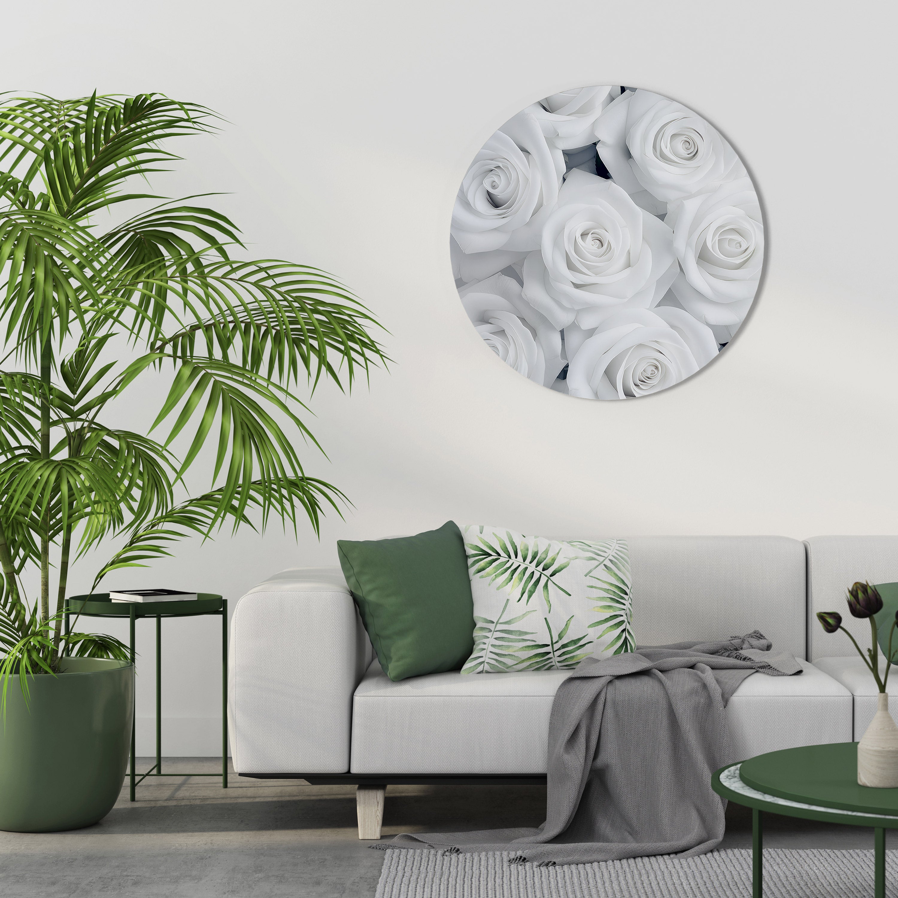 ELEGANCE IN WHITE Round Wall Art