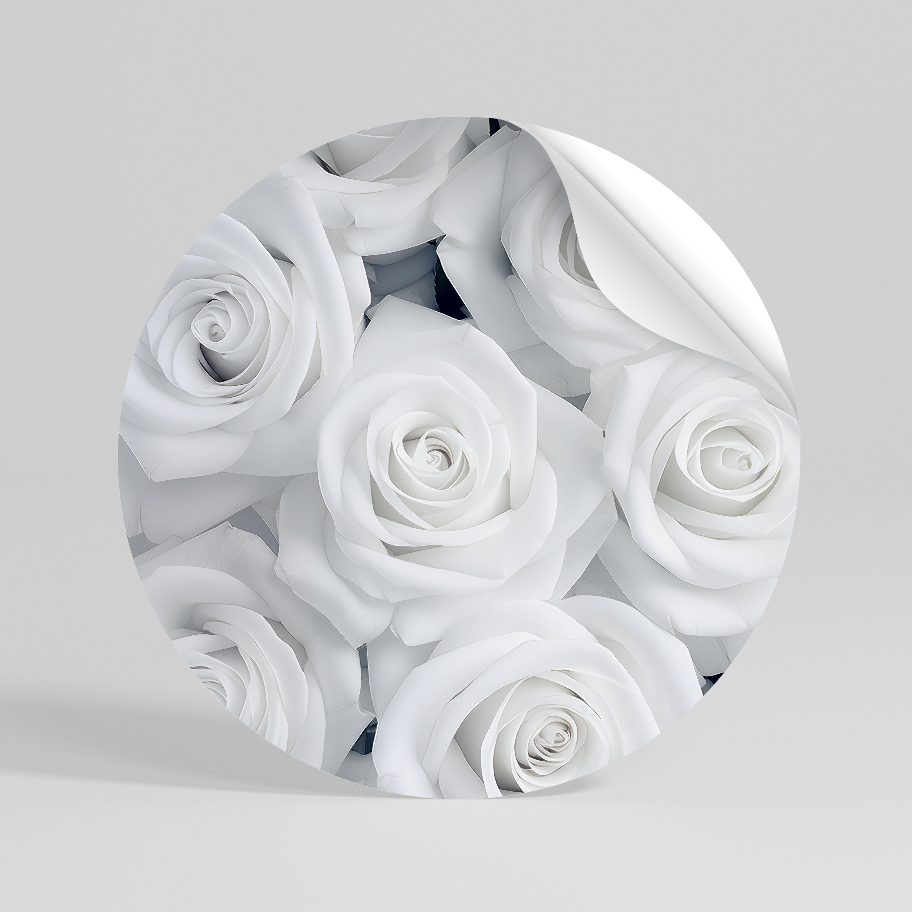 ELEGANCE IN WHITE Peel and Stick Round Sticker