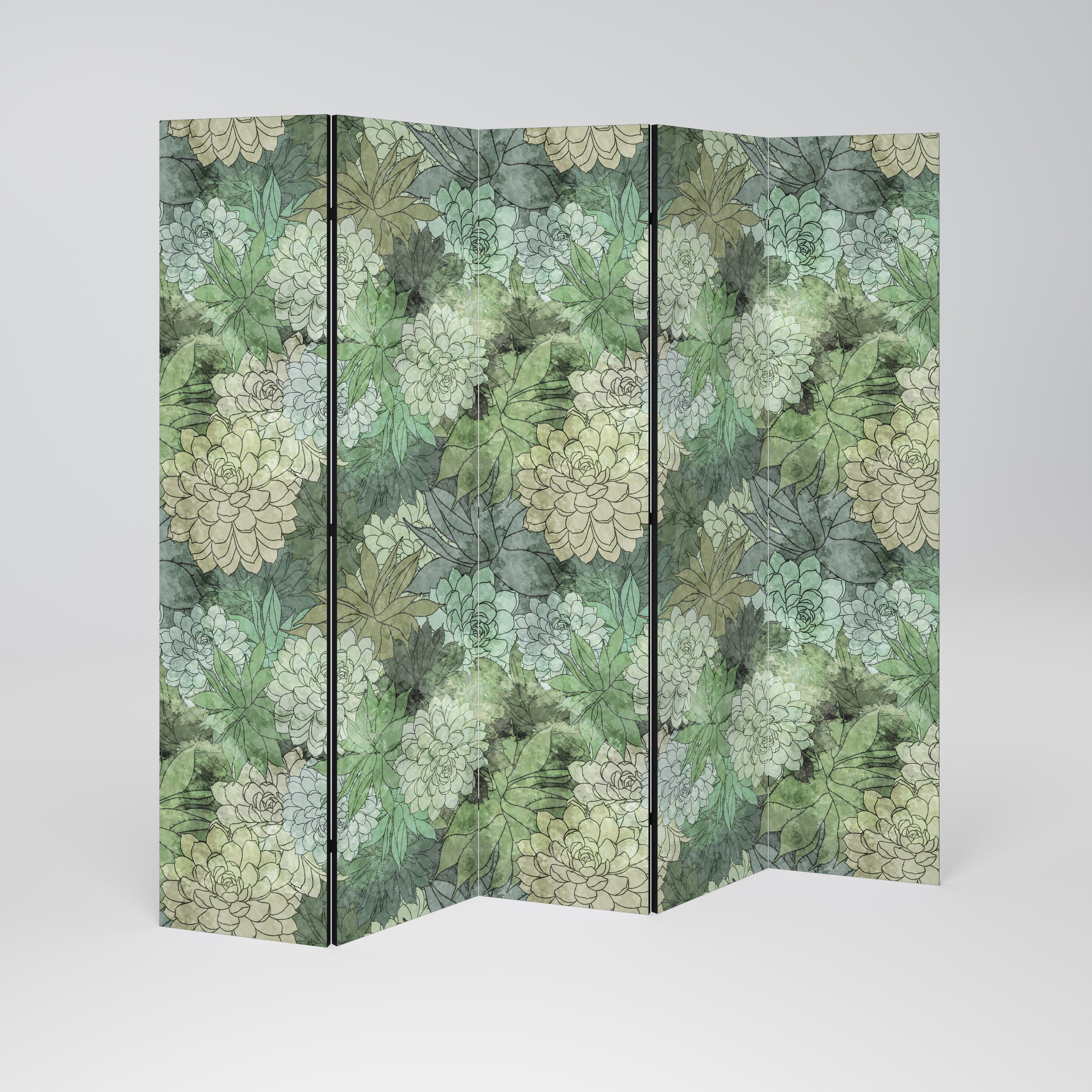 SUCCULENT CLUSTER Decorative 5-Panel Room Divider