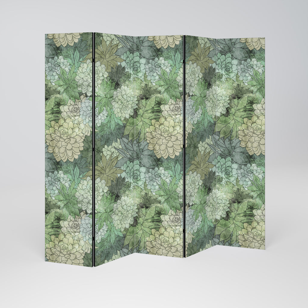 SUCCULENT CLUSTER Decorative 5-Panel Room Divider