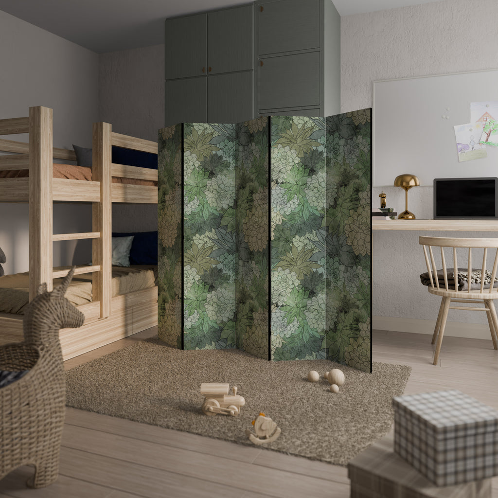 SUCCULENT CLUSTER Decorative 5-Panel Room Divider