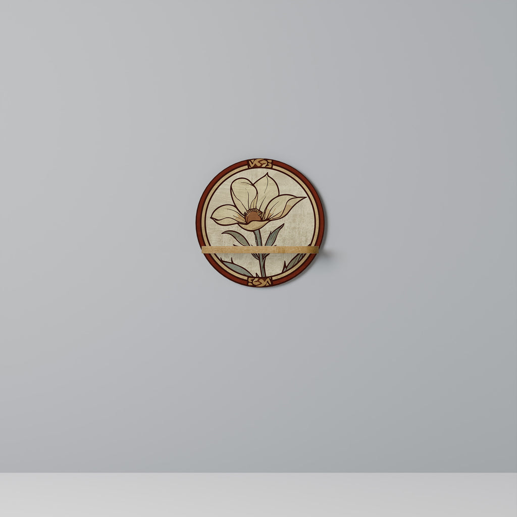 Estantería artística redonda TIMELESS FLORA con efecto roble