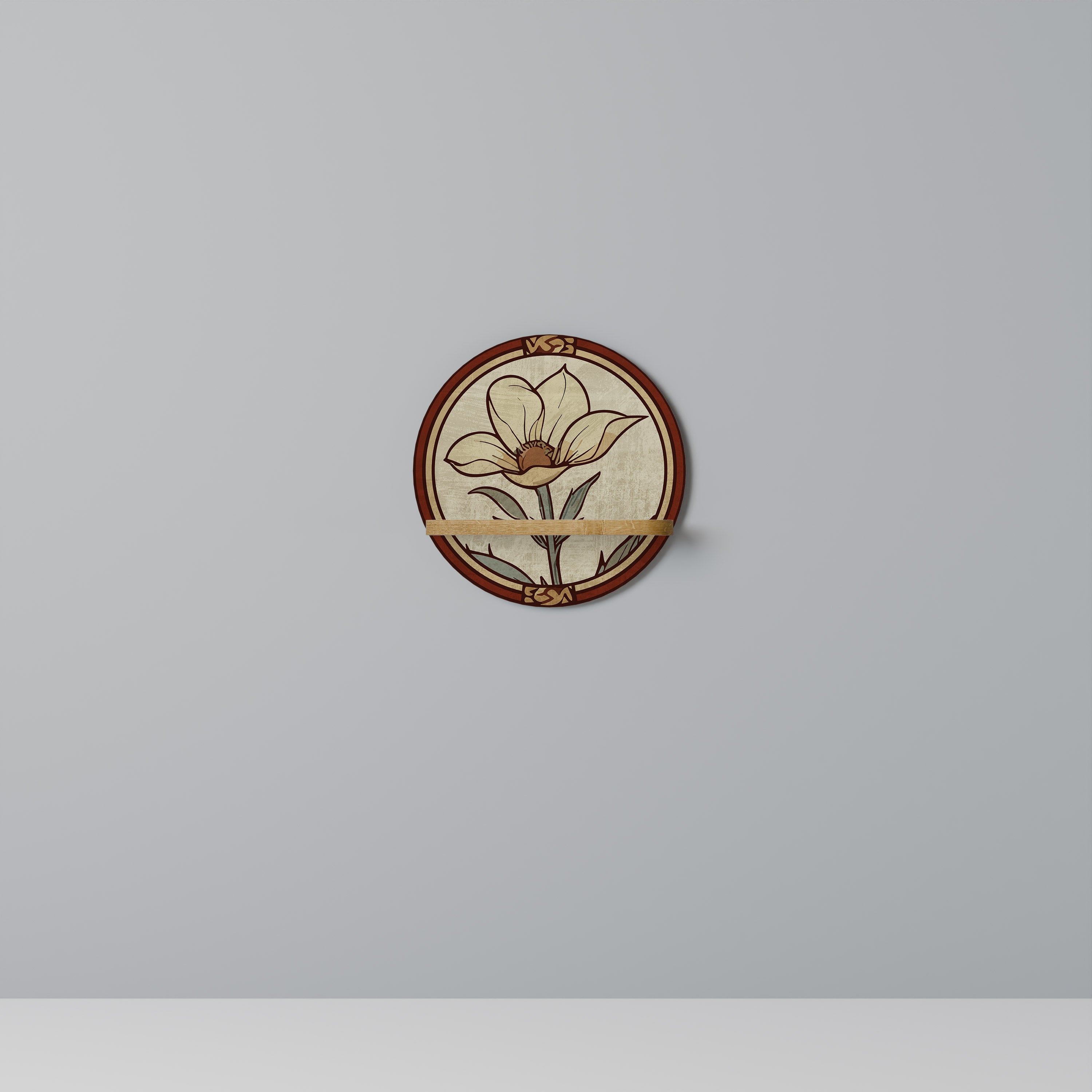 Estantería artística redonda TIMELESS FLORA con efecto roble