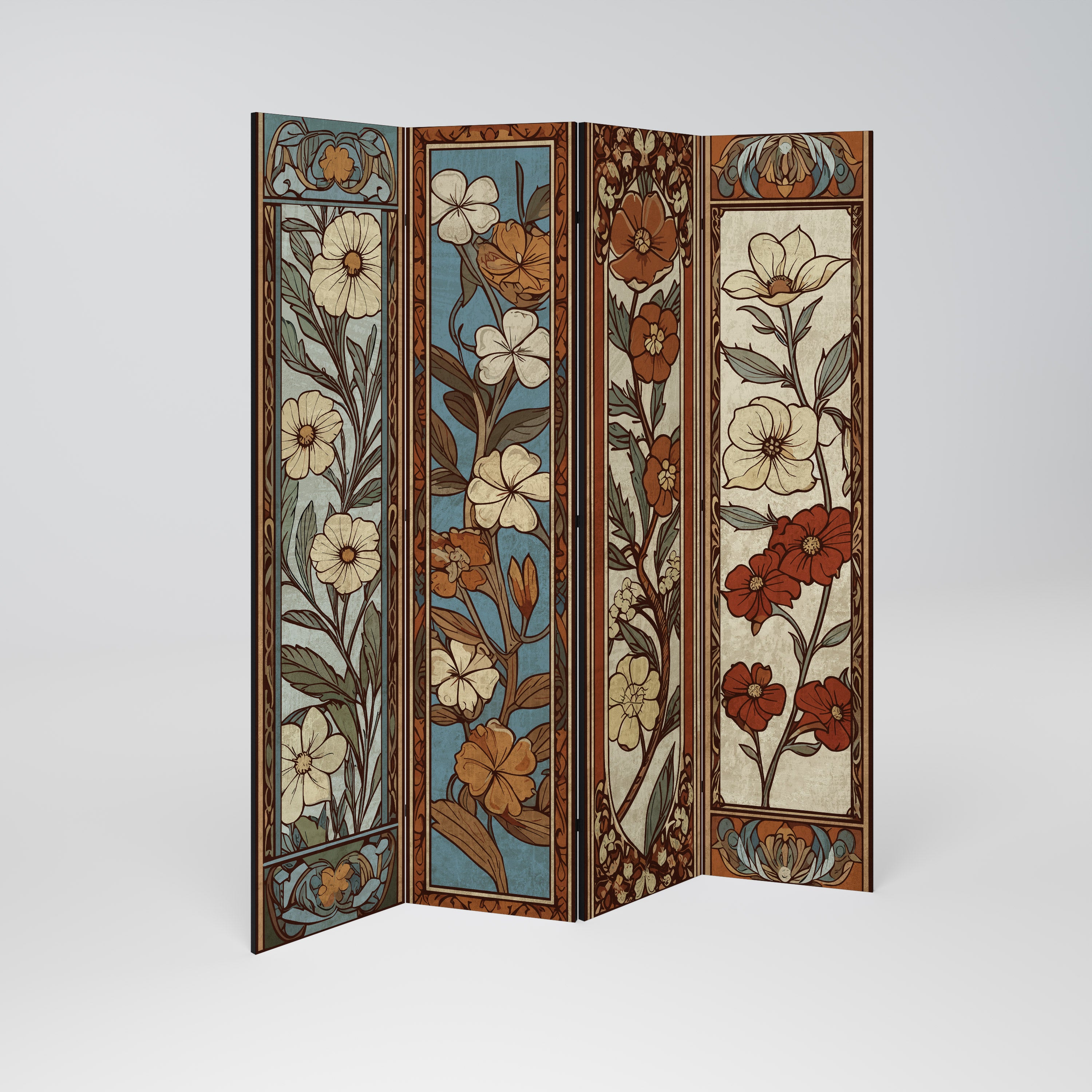 TIMELESS FLORA Biombo de 4 paneles