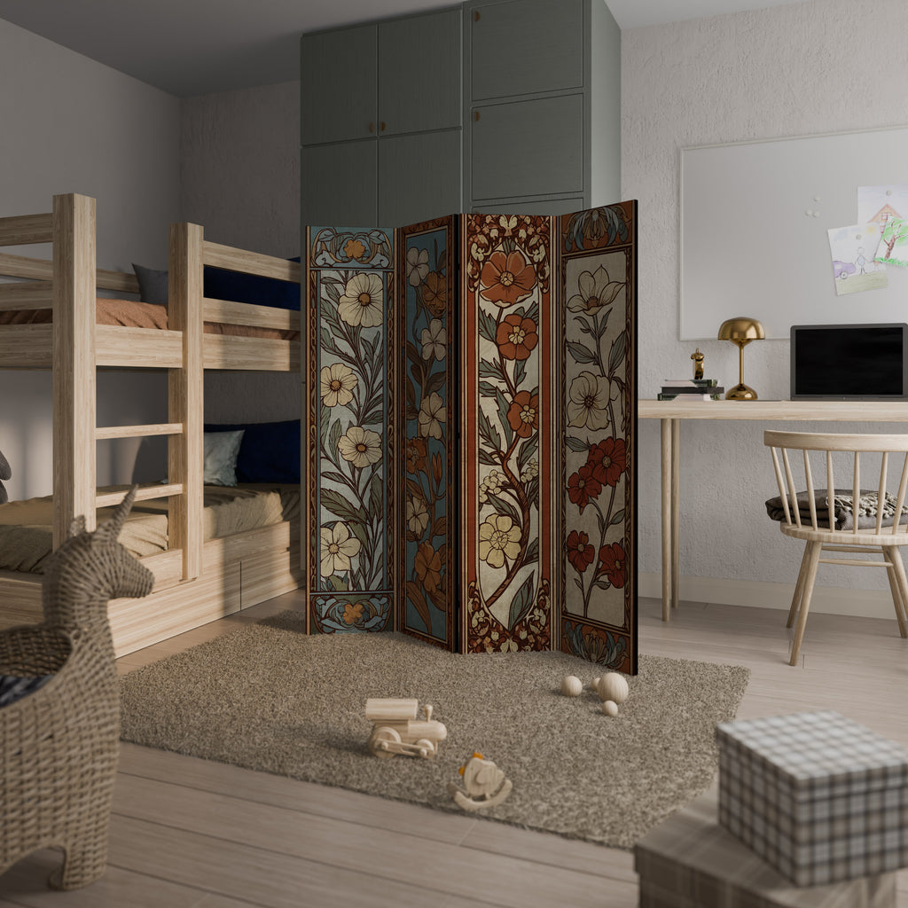 TIMELESS FLORA Biombo de 4 paneles