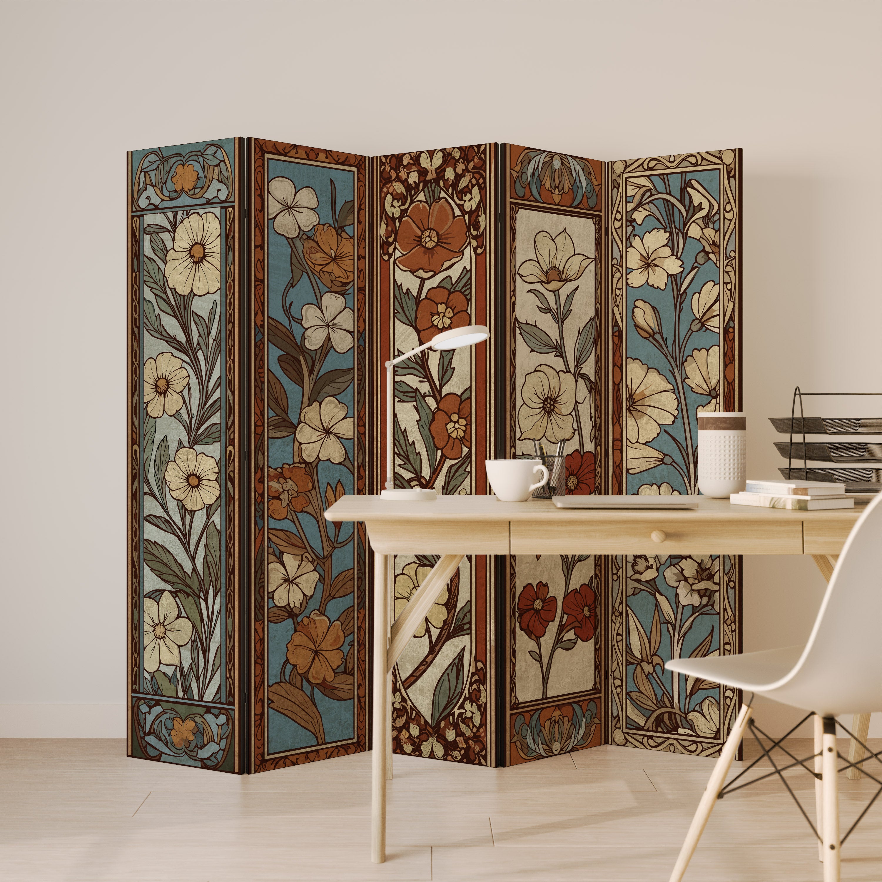 TIMELESS FLORA Decorative 5-Panel Room Divider