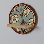 ORNATE PETALS Round Art Shelf In Oak Effect