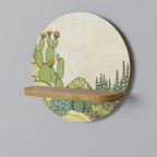 SUCCULENTS KALEIDOSCOPE Estante Redondo Decorativo en Efecto Roble