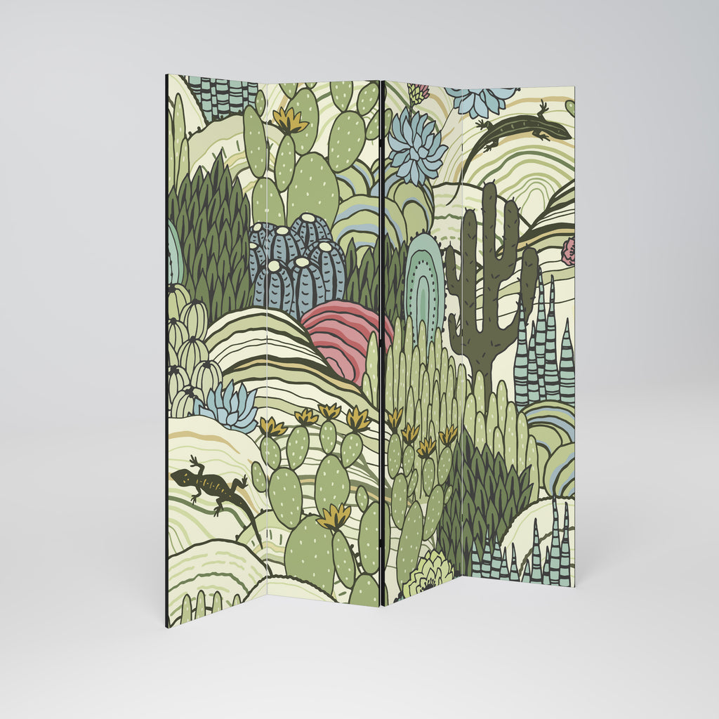 SUCCULENTS KALEIDOSCOPE Decorative 4-Panel Room Divider