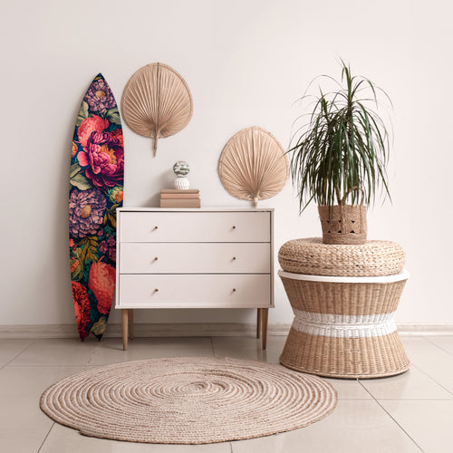 BLOOMING ELEGANCE Panel decorativo de tabla de surf