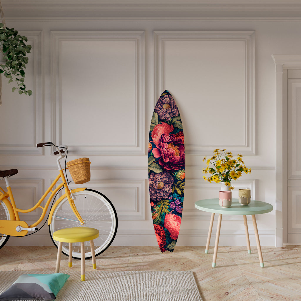 BLOOMING ELEGANCE Panel decorativo de tabla de surf