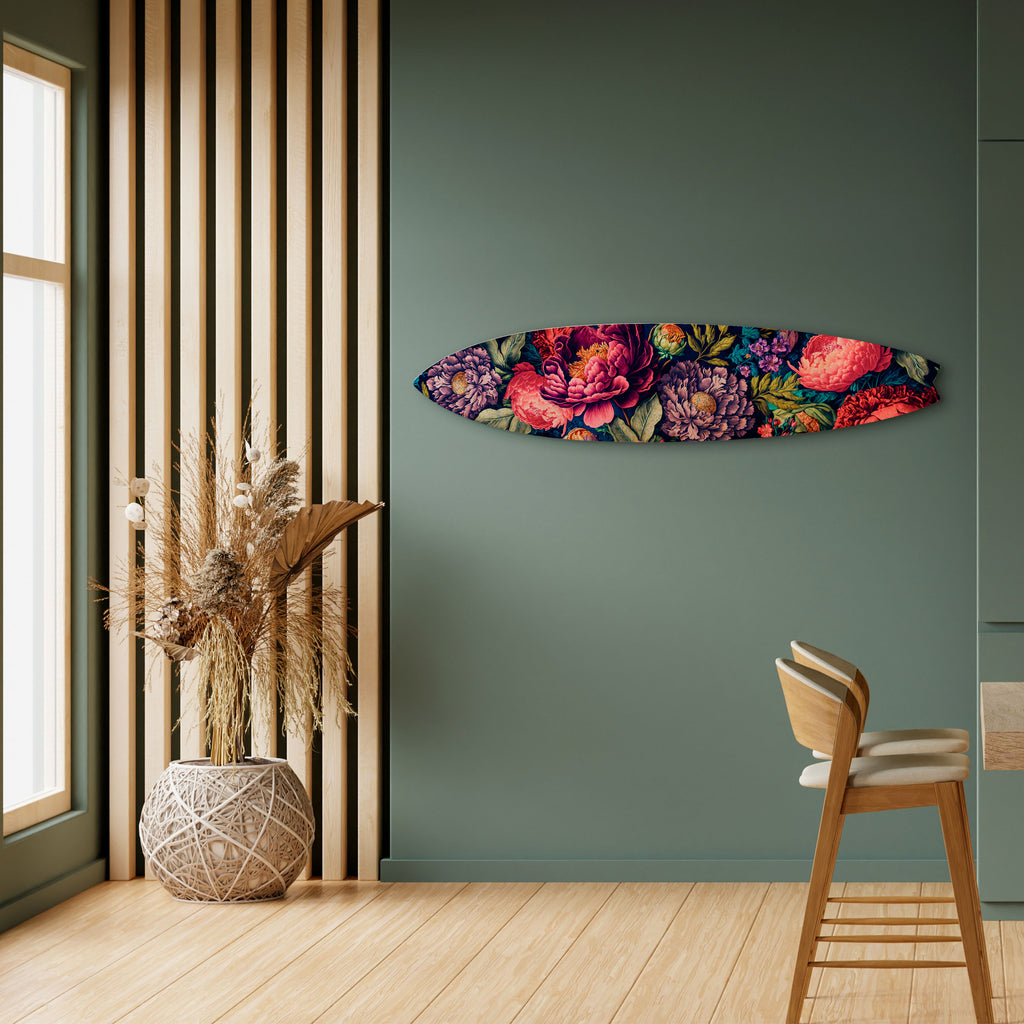 BLOOMING ELEGANCE Panel decorativo de tabla de surf