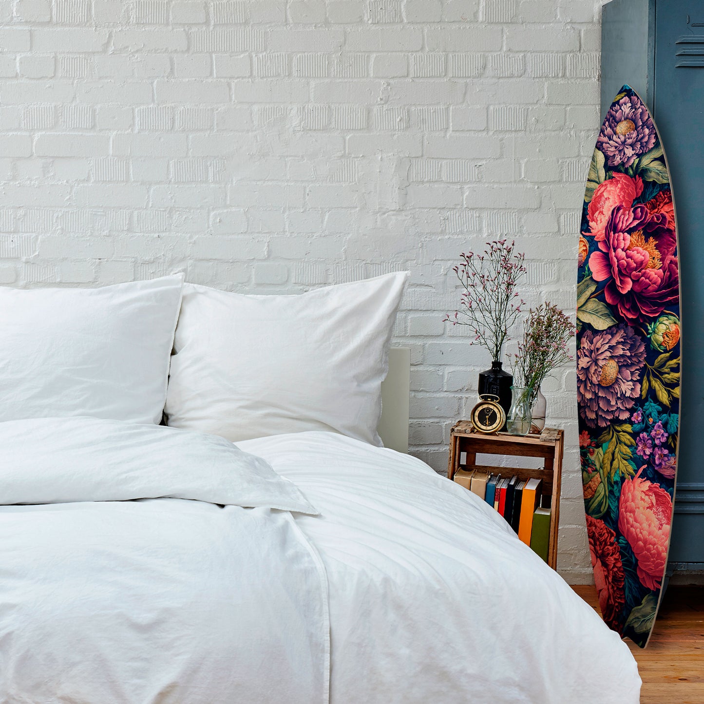 BLOOMING ELEGANCE Panel decorativo de tabla de surf