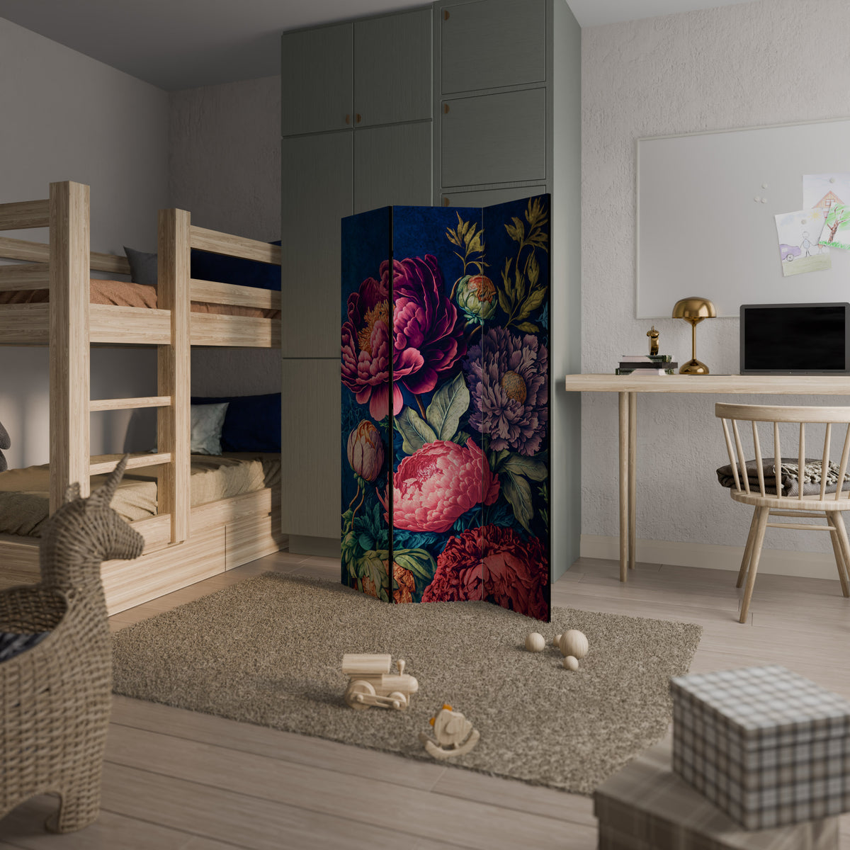 BLOOMING ELEGANCE Biombo de 3 paneles
