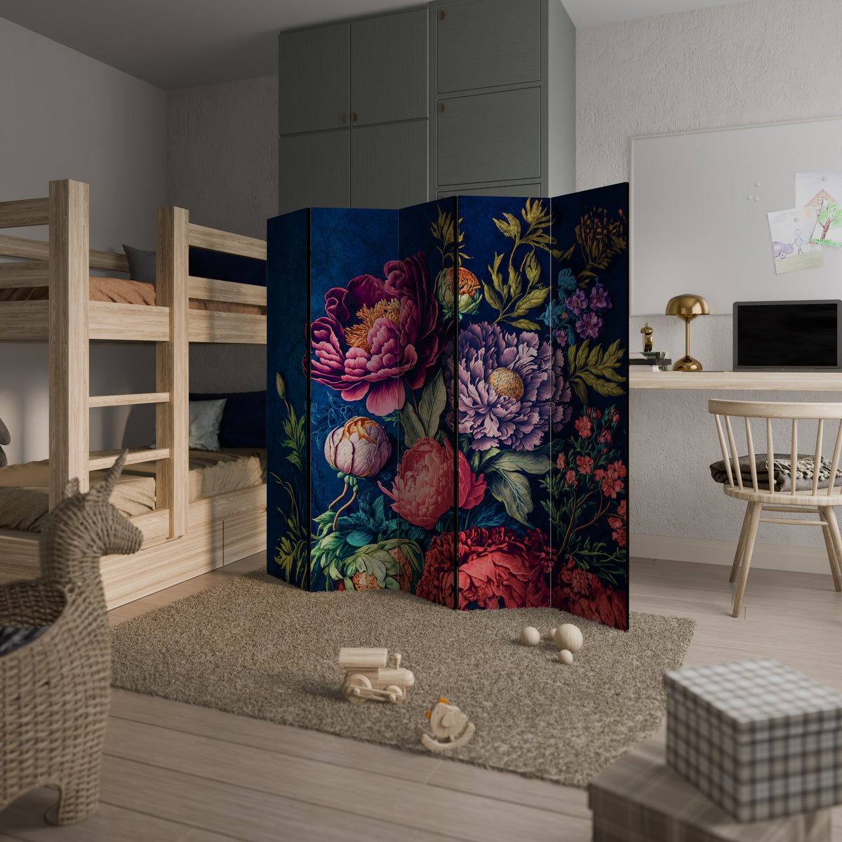BLOOMING ELEGANCE Biombo de 5 paneles