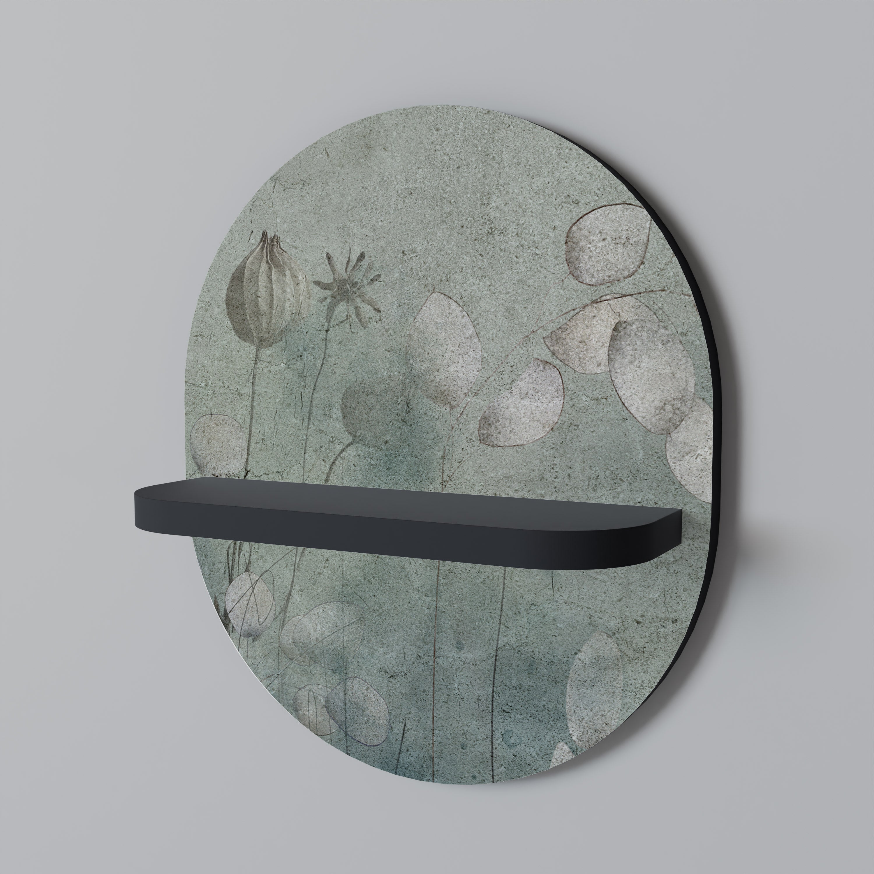 NIGHT LADY Oval Art Shelf In Black Finish
