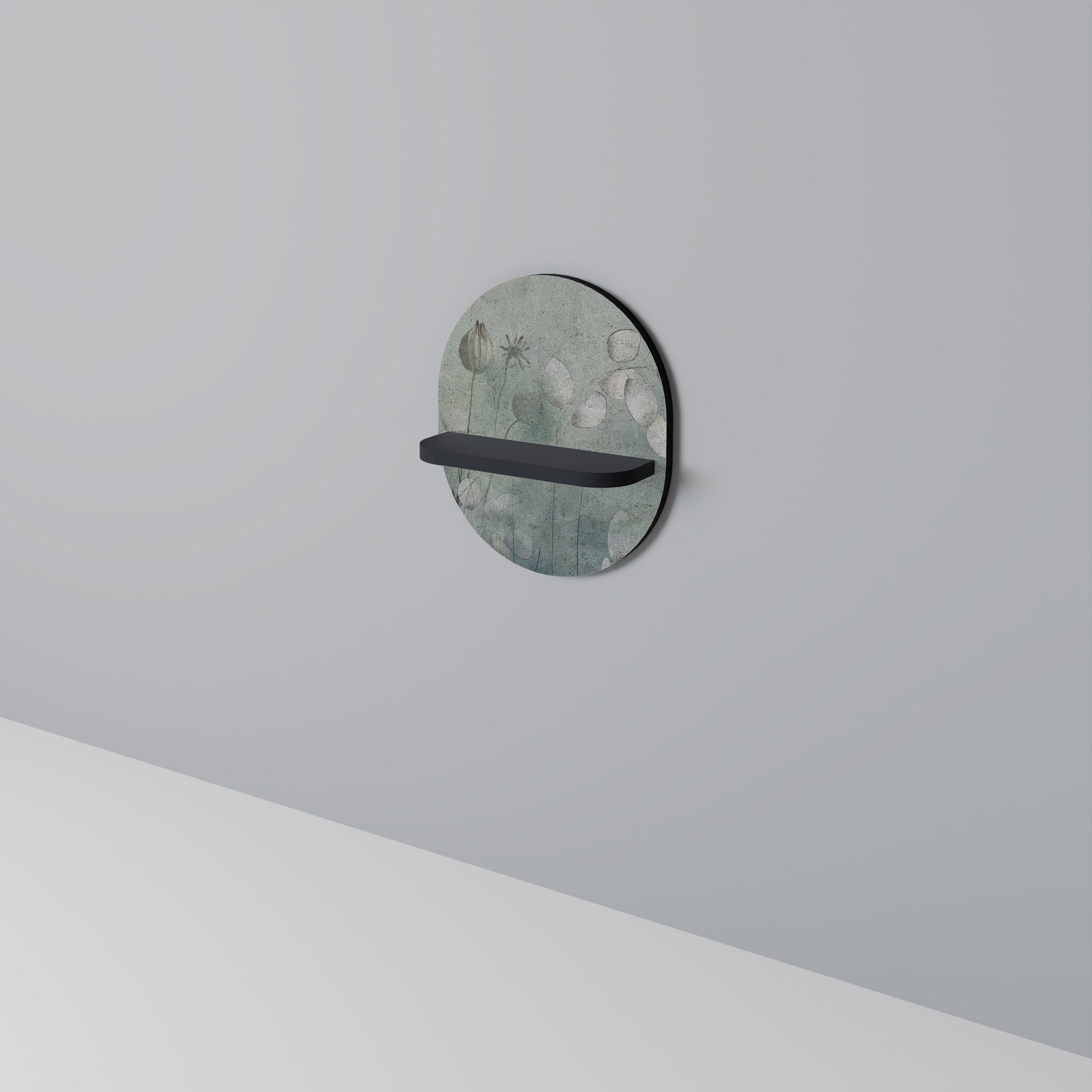 NIGHT LADY Oval Art Shelf In Black Finish
