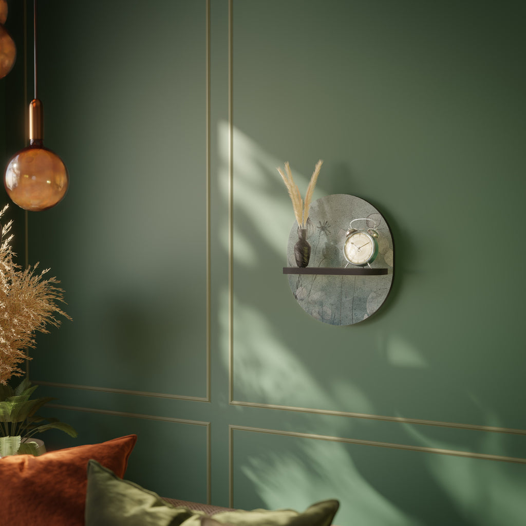 NIGHT LADY Oval Art Shelf In Black Finish