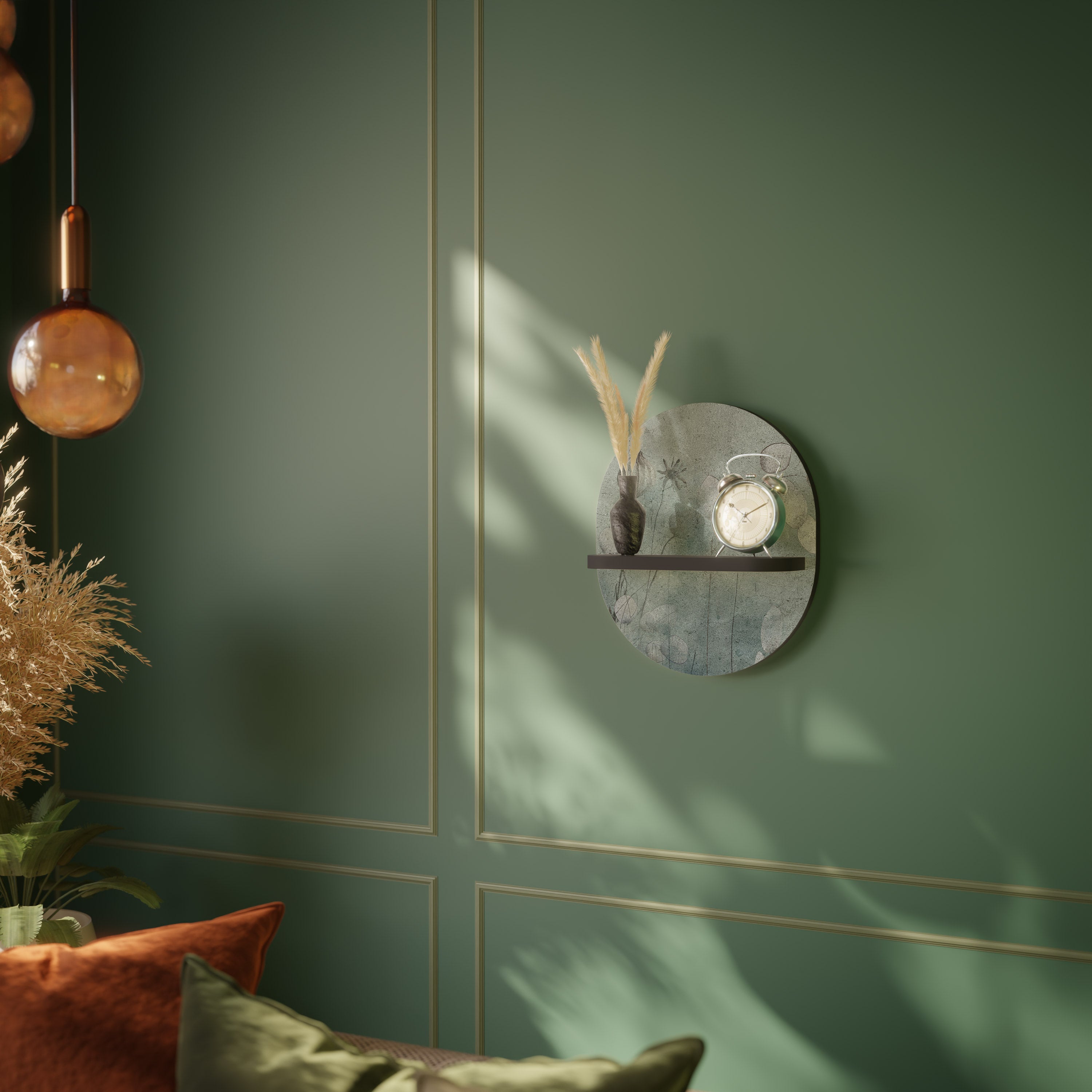 NIGHT LADY Oval Art Shelf In Black Finish