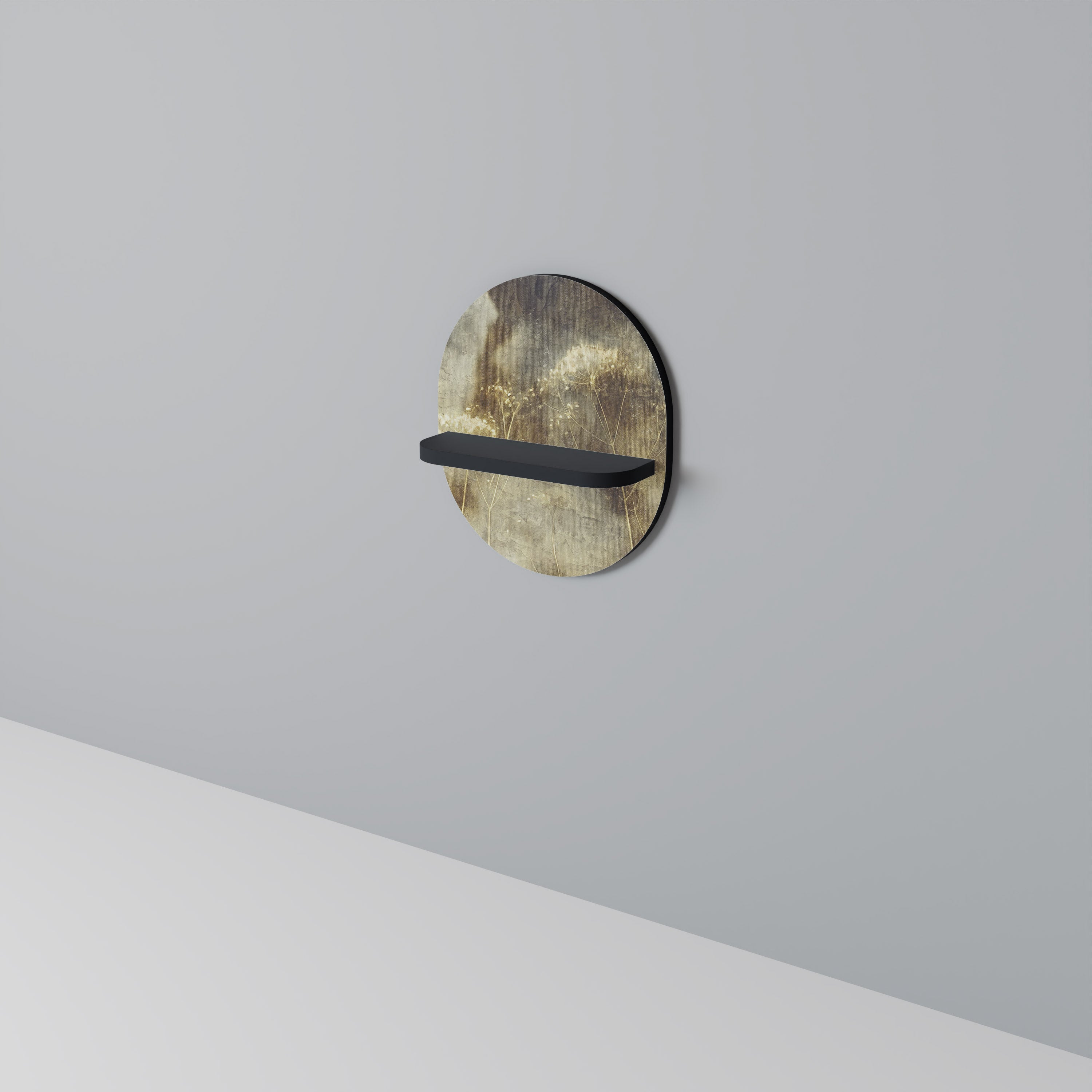 GENTLE POWER Oval Art Shelf In Black Finish