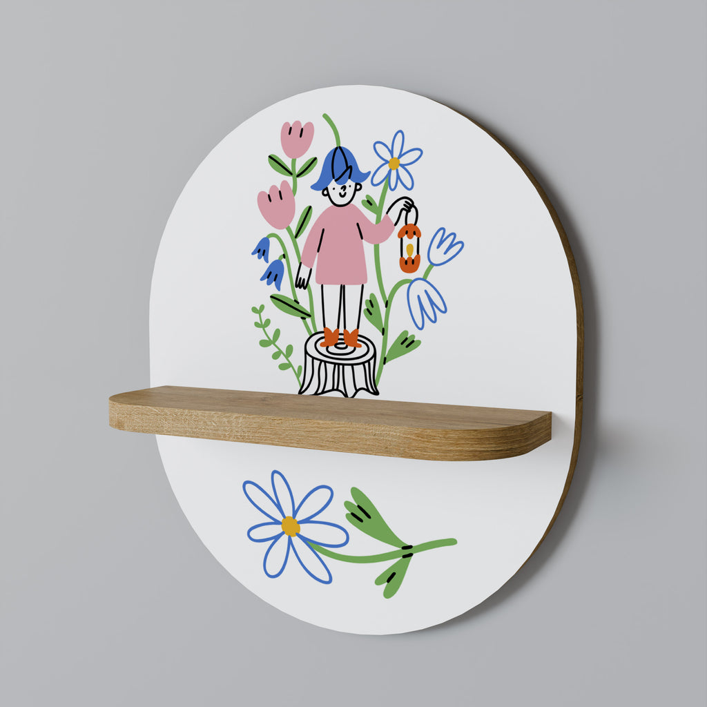 GARDEN GUARDIAN Oval Art Shelf In Oak Effect