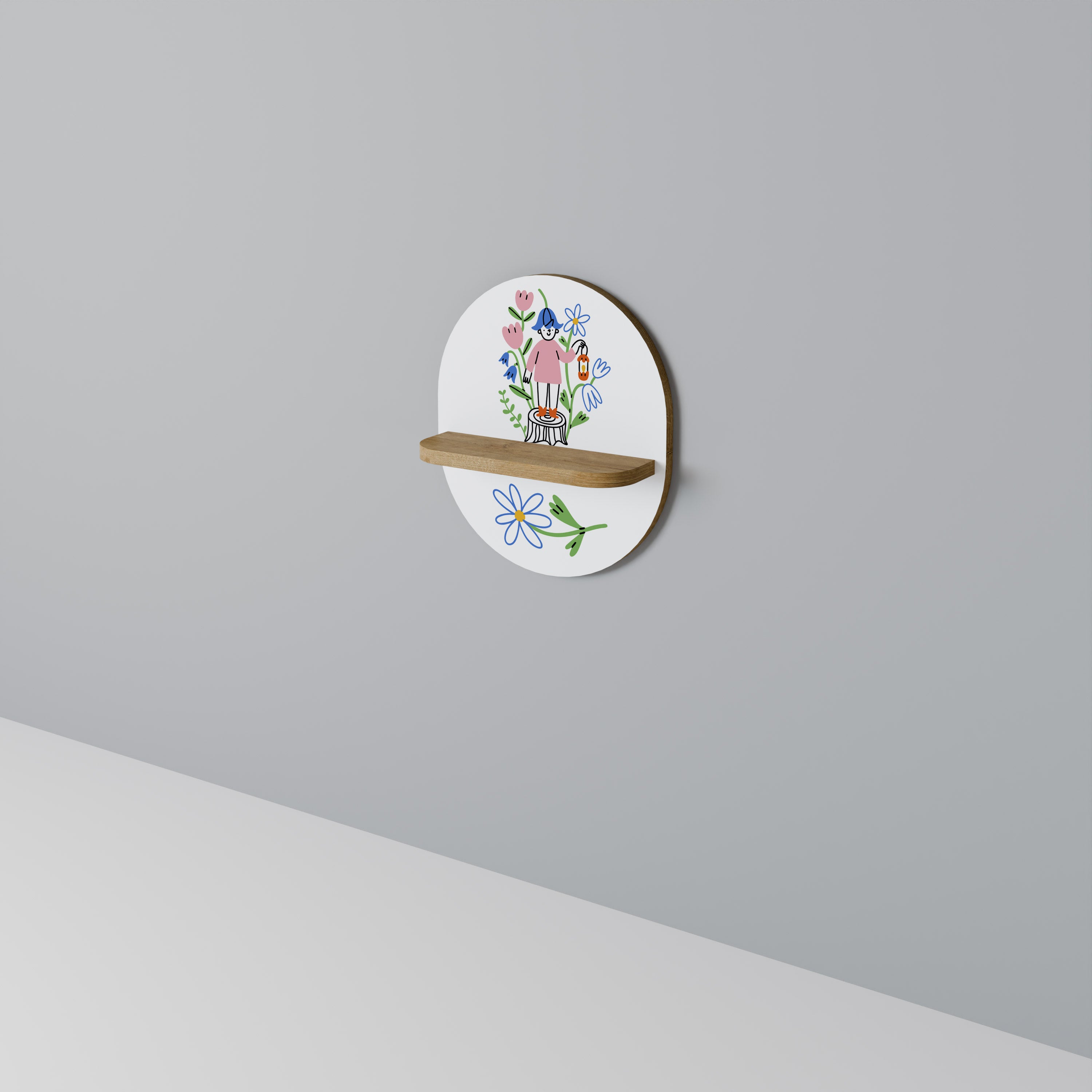 GARDEN GUARDIAN Oval Art Shelf In Oak Effect