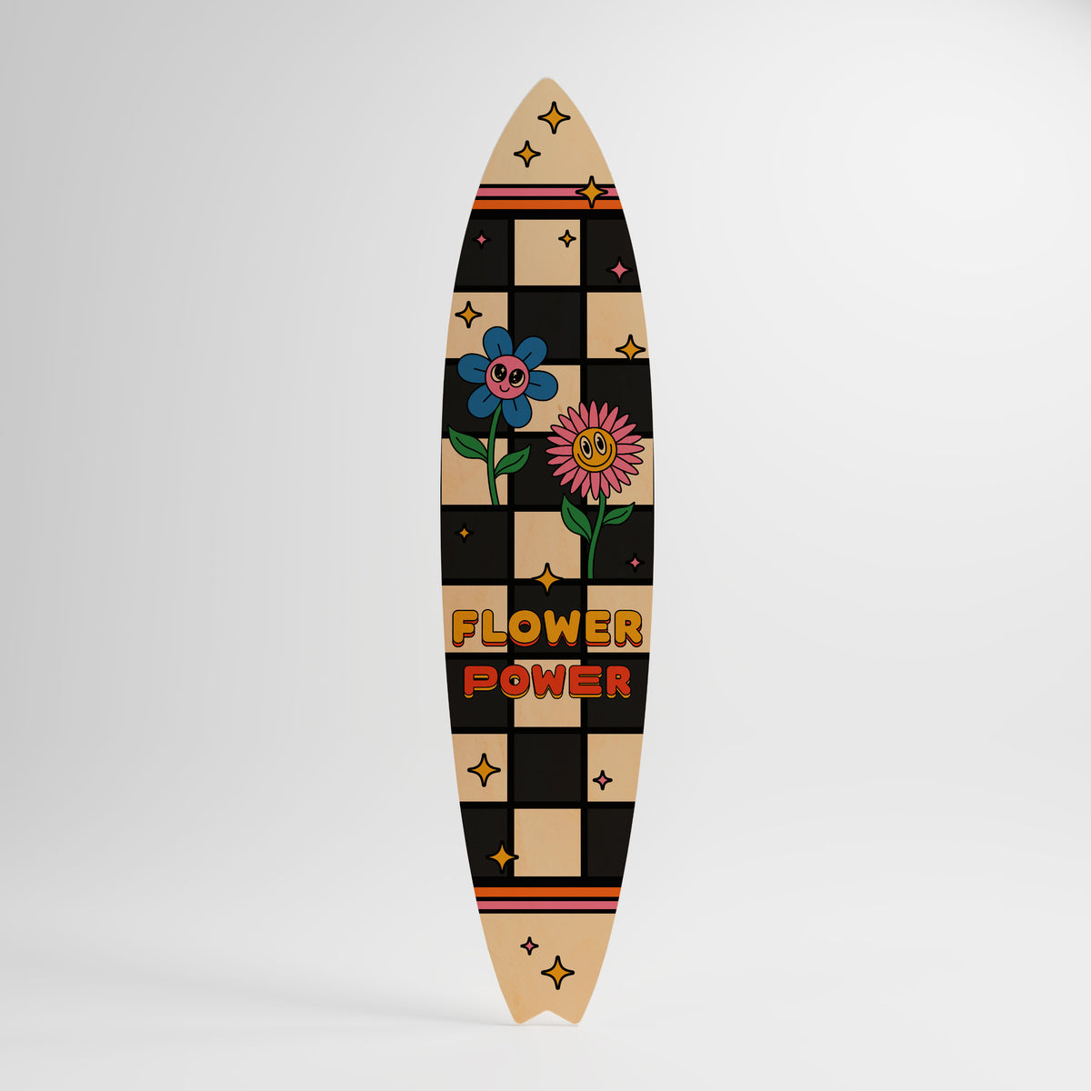 FLOWER POWER Panel decorativo de tabla de surf