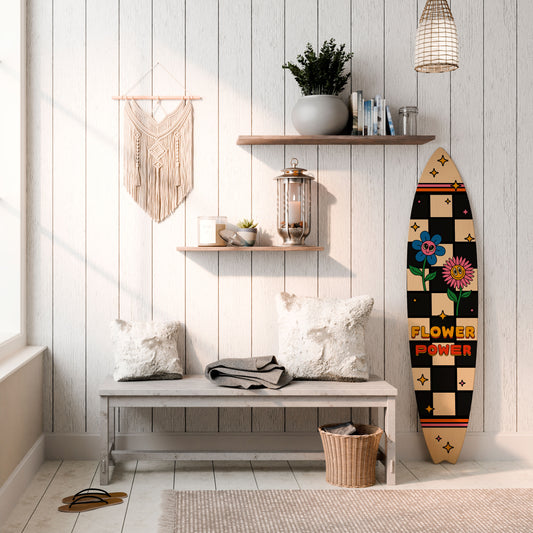 FLOWER POWER Panel decorativo de tabla de surf