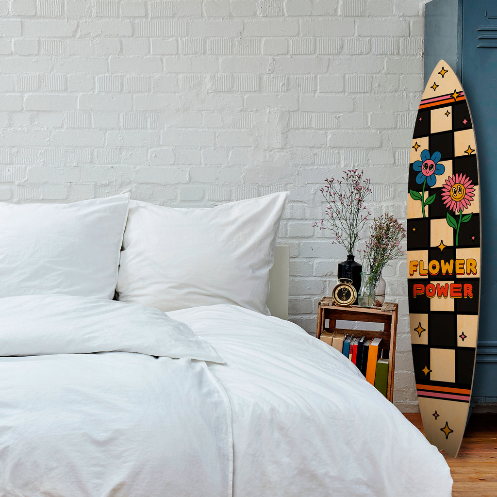 FLOWER POWER Panel decorativo de tabla de surf