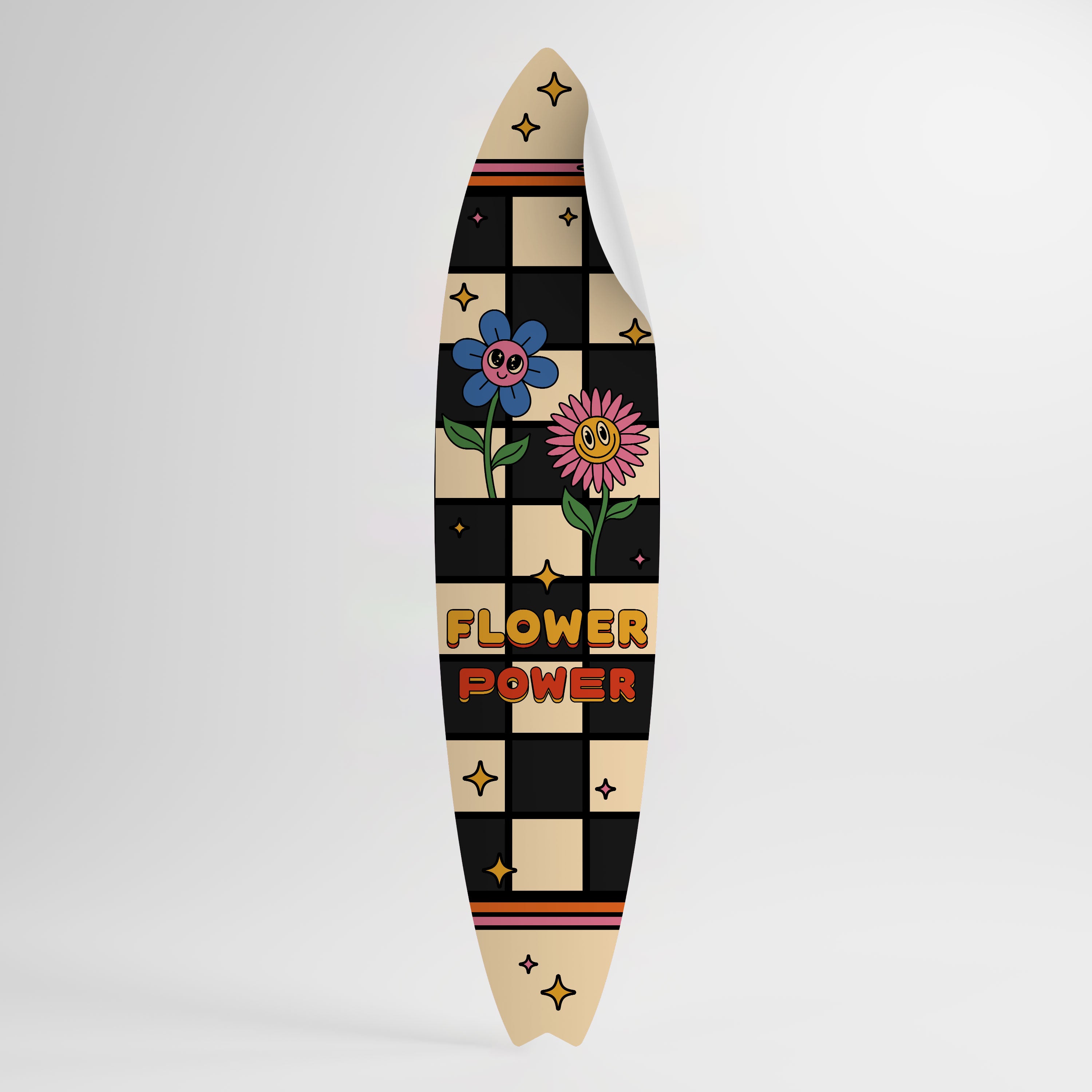 FLOWER POWER Peel and Stick Surfboard Sticker