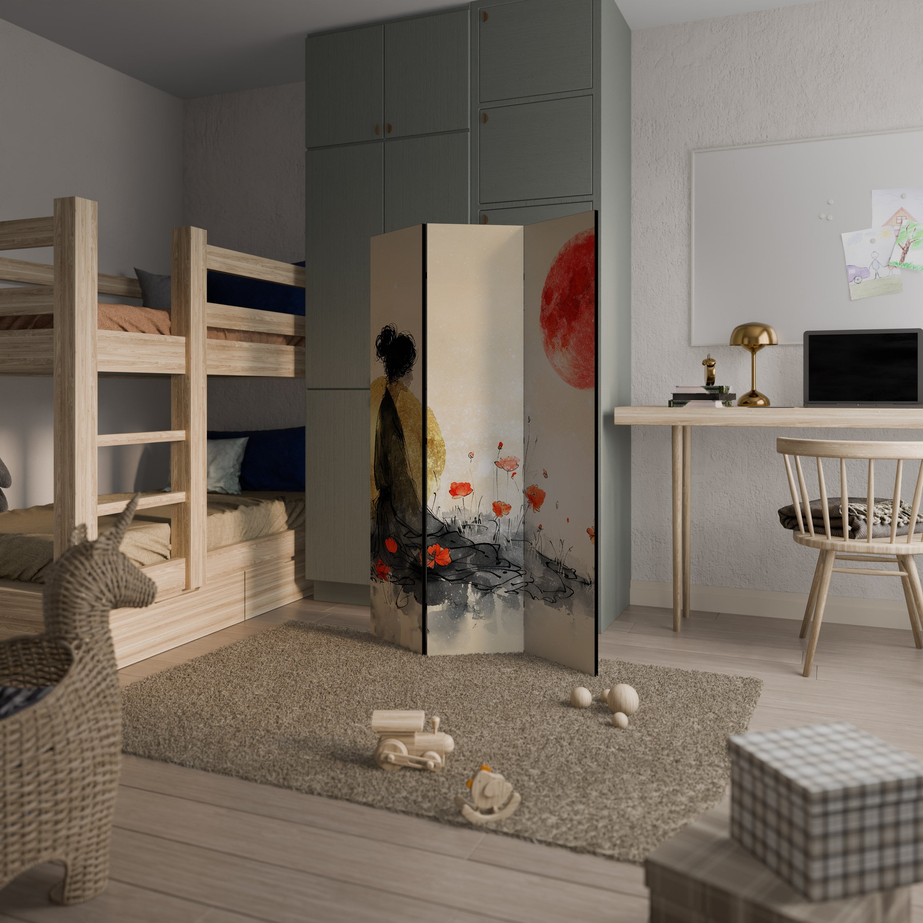 GOLDEN GLOW MEDITATION Biombo de 3 paneles