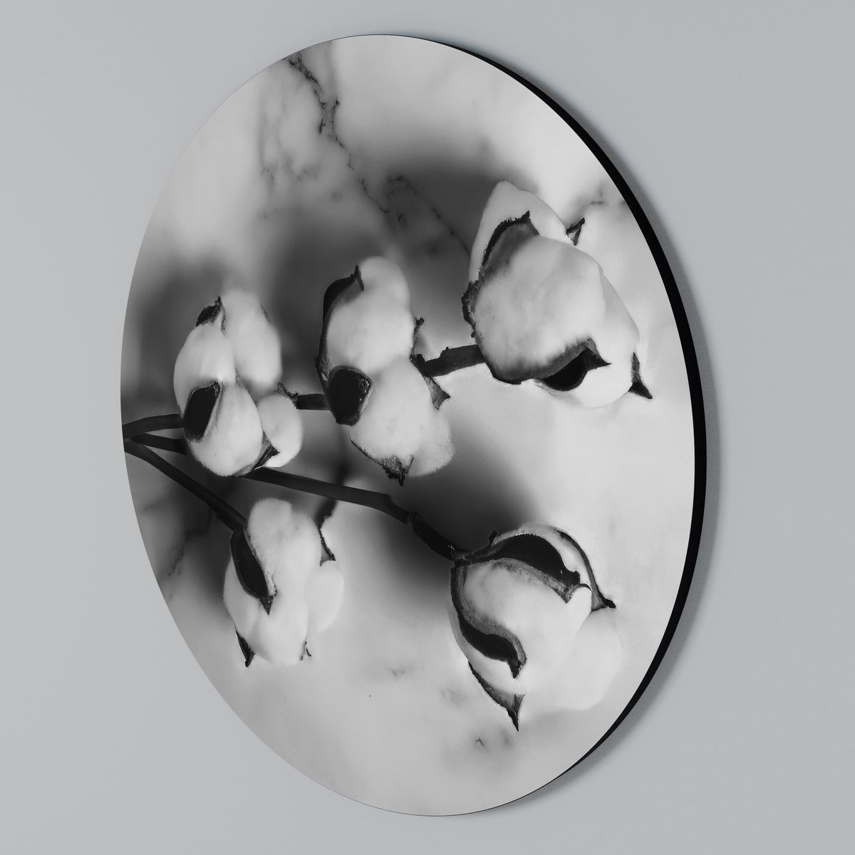 MONOCHROME COTTON DREAMS Arte de pared redondo